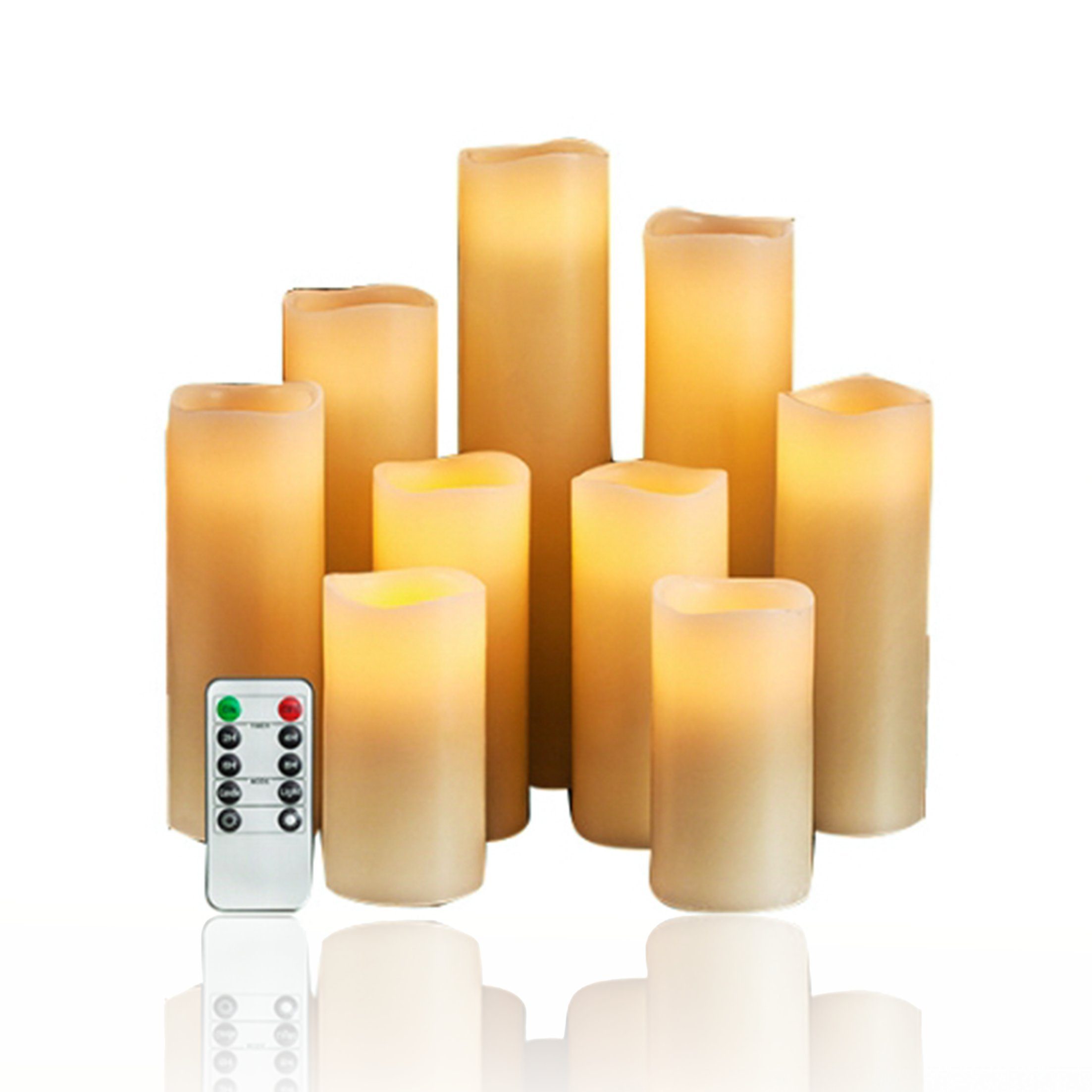 LANOR LED Schwibbogen Flammenlose Kerze,batteriebetrieben,LED-Kerzenset mit Fernbedienung (9-tlg)