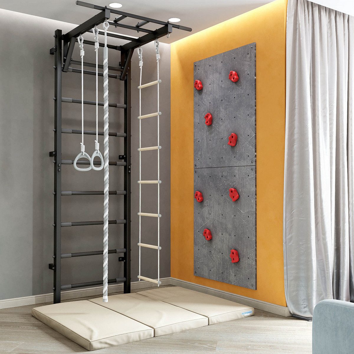 Jeflex Sprossenwand Verstärkte Sprossenwand ClimbMaxx M8 - SCHWARZ