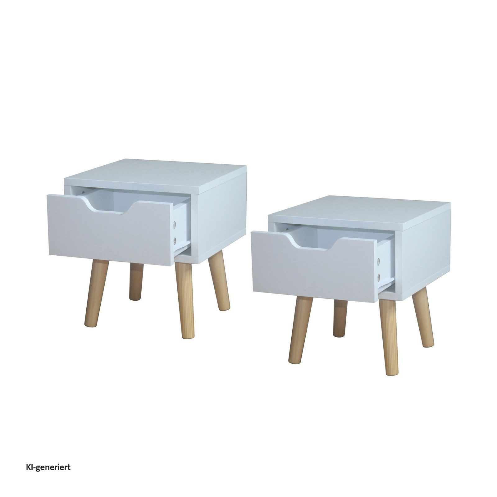 HTI-Living Nachttisch mit 1 Schublade 2er-Set Thekla Weiß (Set, 2-St., 2 Nachttische), Beistelltisch Kommode – Bild 2 von 2
