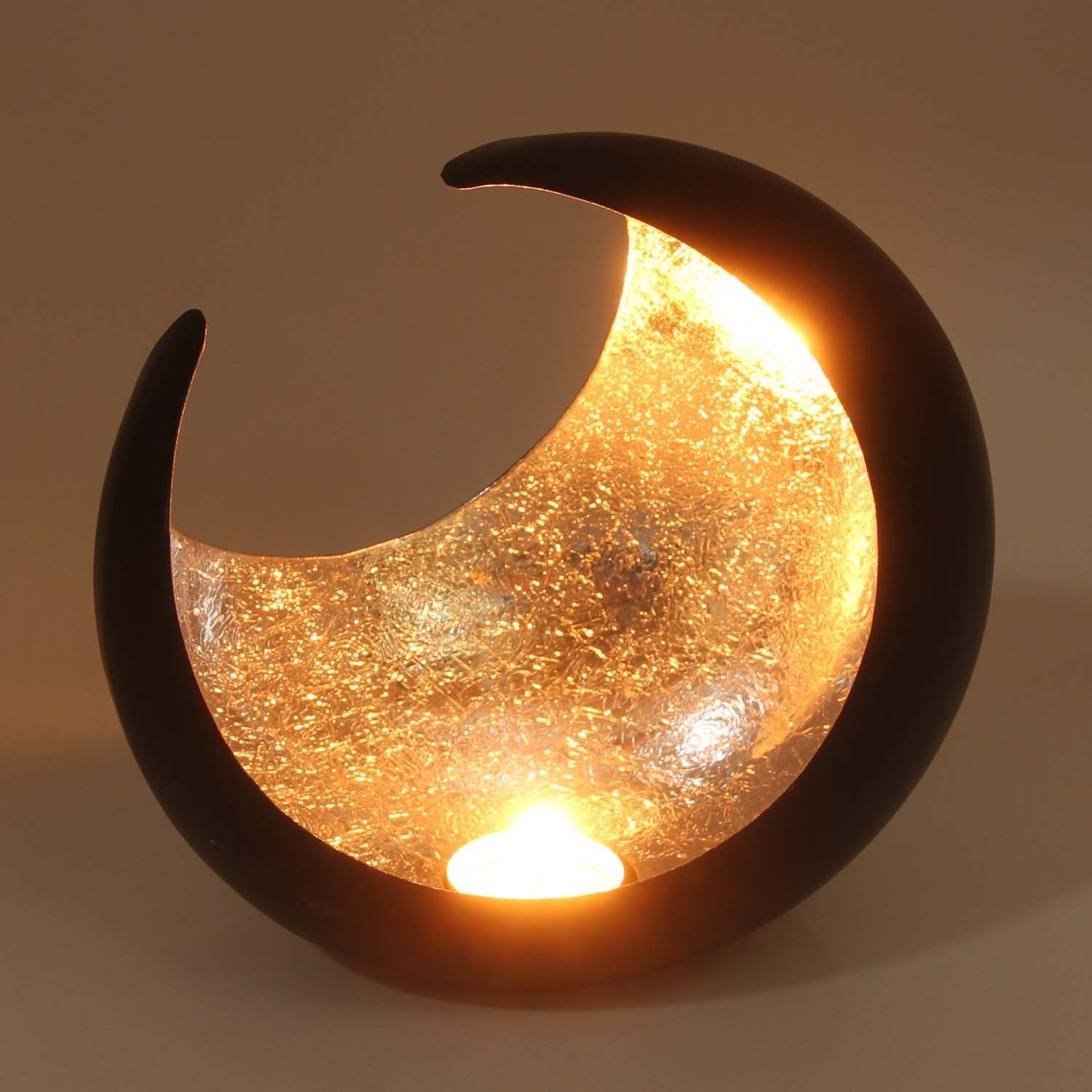 Casa Moro Windlicht Orientalischer Teelichthalter Ravi Ø 20 cm, Windlichthalter Wohn-Deko (marokkanischer Halb-Mond Metall, 1 St., Hilal Eid Mubarak Kerzenständer), Ostern Muttertag Dekoration Tisch Deko Kerzenleuchter