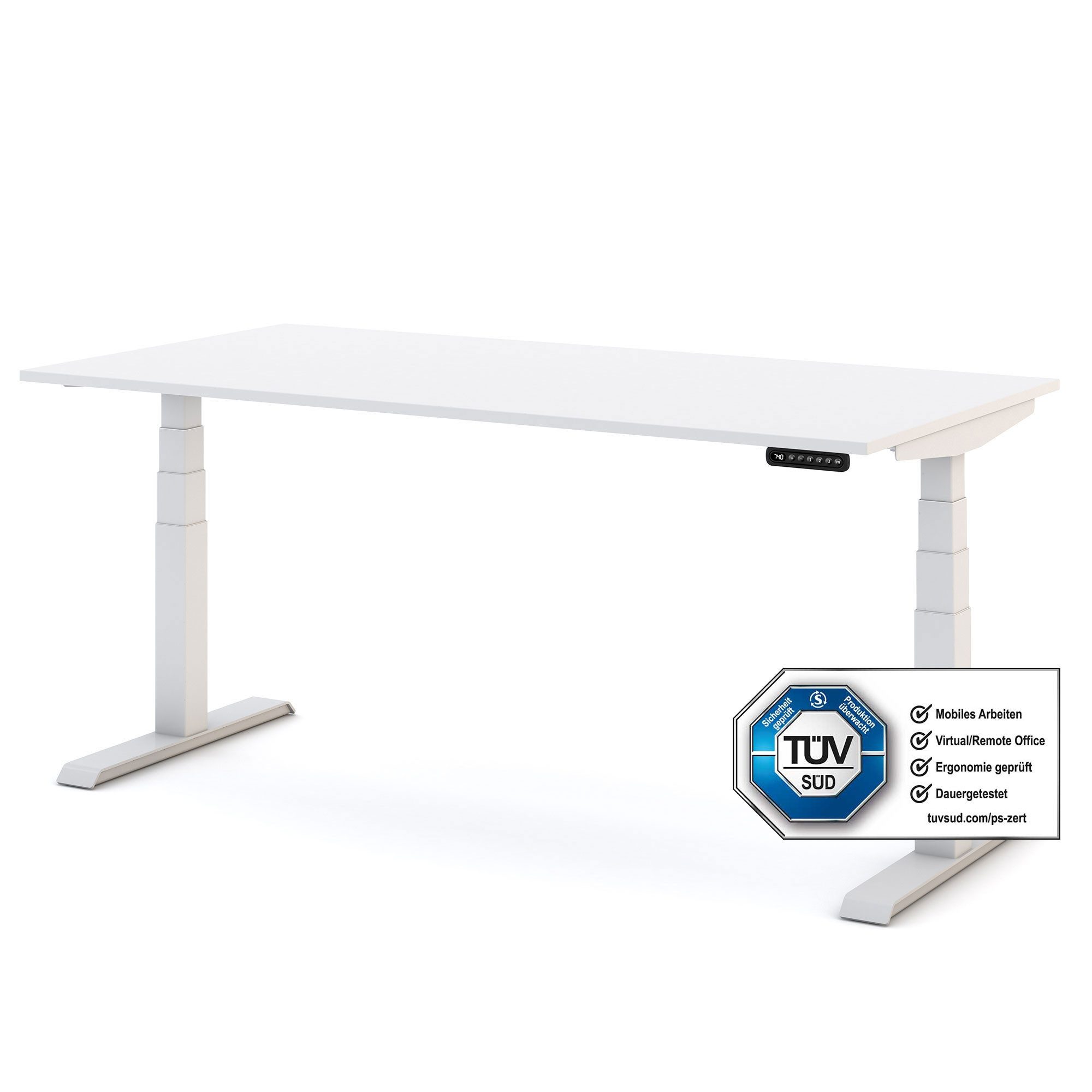 ASSMANN Büromöbel Kinderschreibtisch JUNIOR (120x70cm Weiß elektrisch höhenverstellbar, familiengerecht, Verriegelungsfunktion 2-fach-Motorik Dreifachhub, einfache Montage, für Büro und Homeoffice), TÜV-zertifiziert, Blauer Engel, 5 Jahre Herstellergarantie