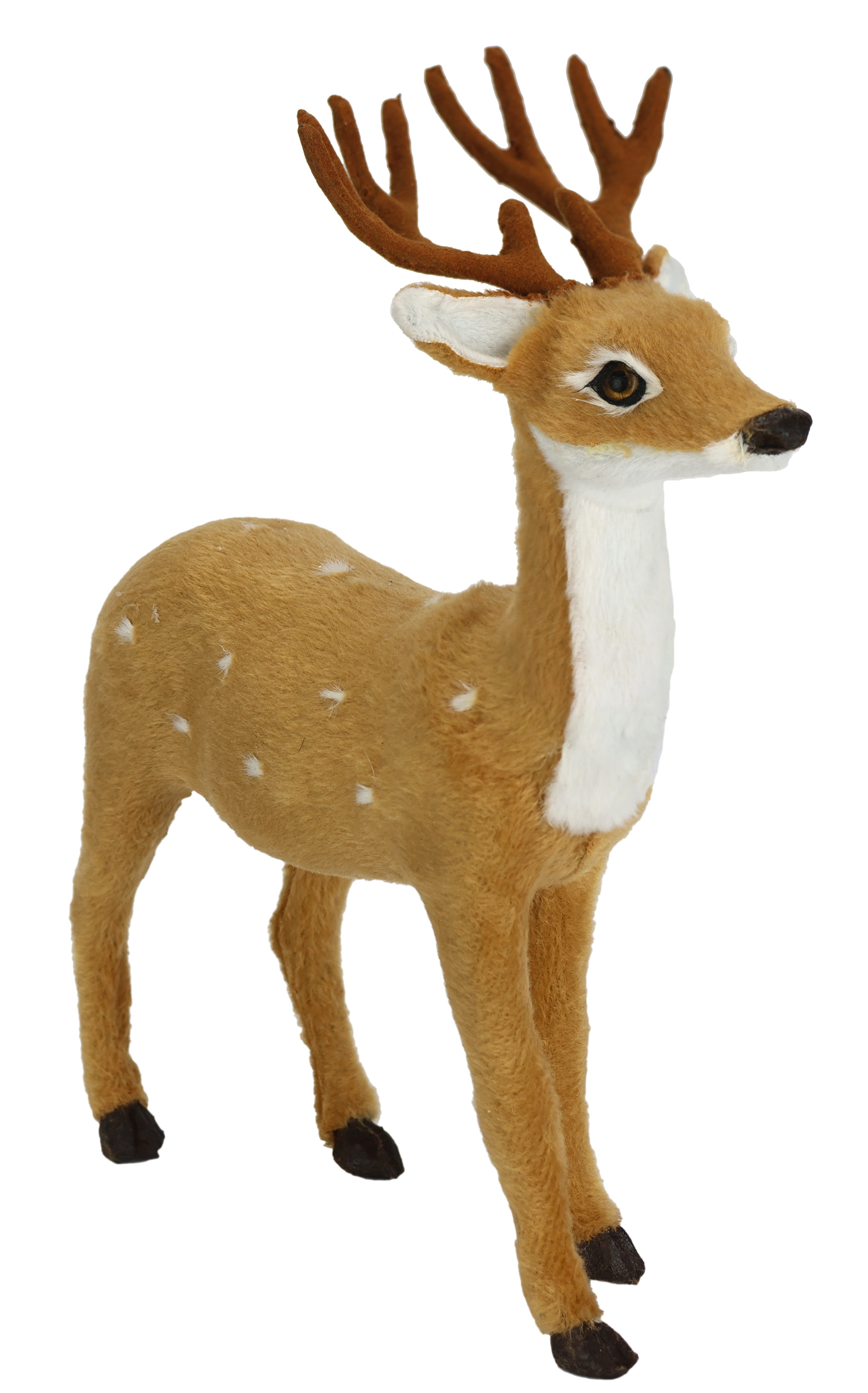 I.GE.A. Dekofigur Tierfigur Reh aus Kunstfell (1 St), Waldtier Statue Ornament Plüschtier Weihnachtsdeko Winterdeko Pelztier