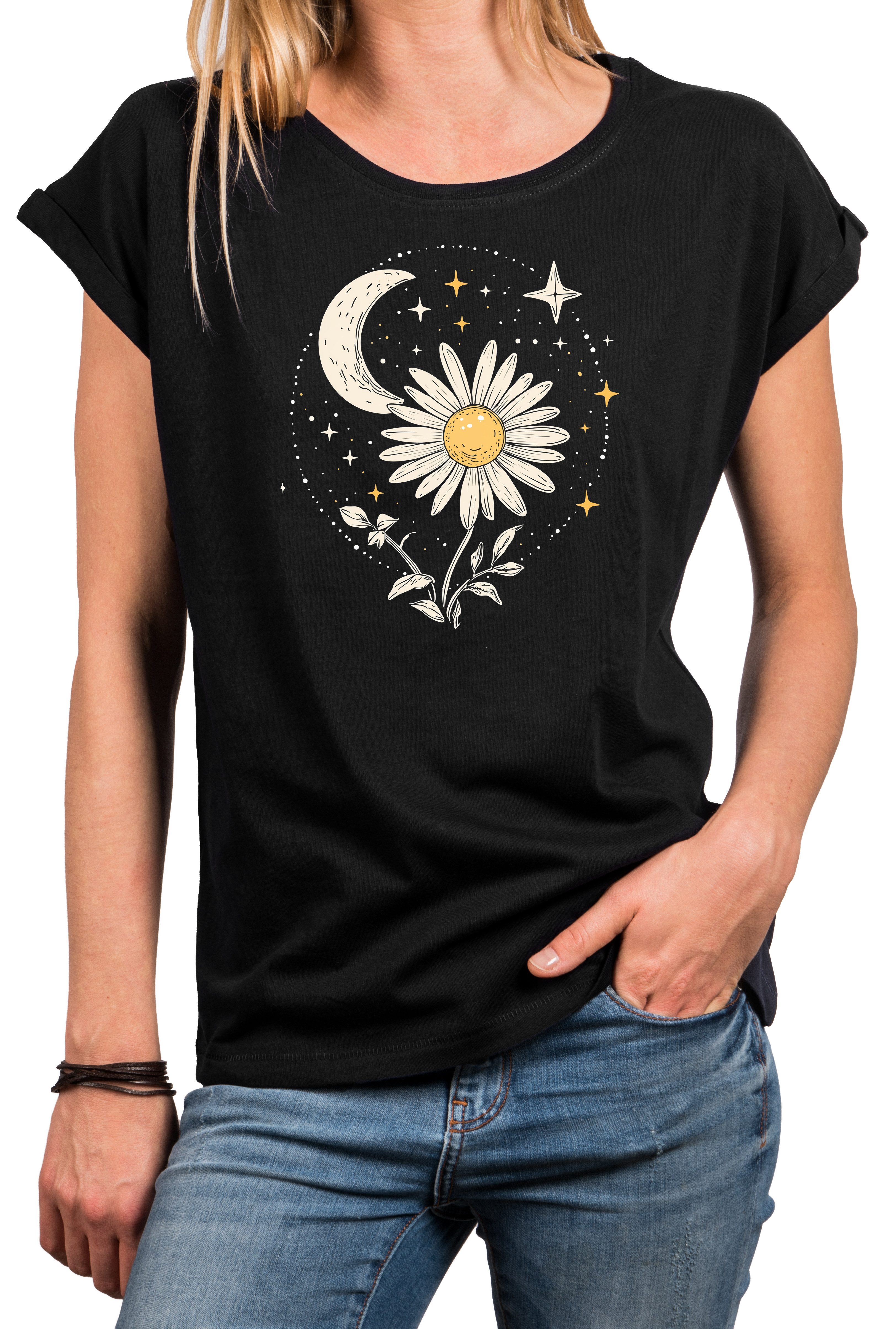 MAKAYA Print-Shirt Damen Flower Power Oberteil günstig online kaufen