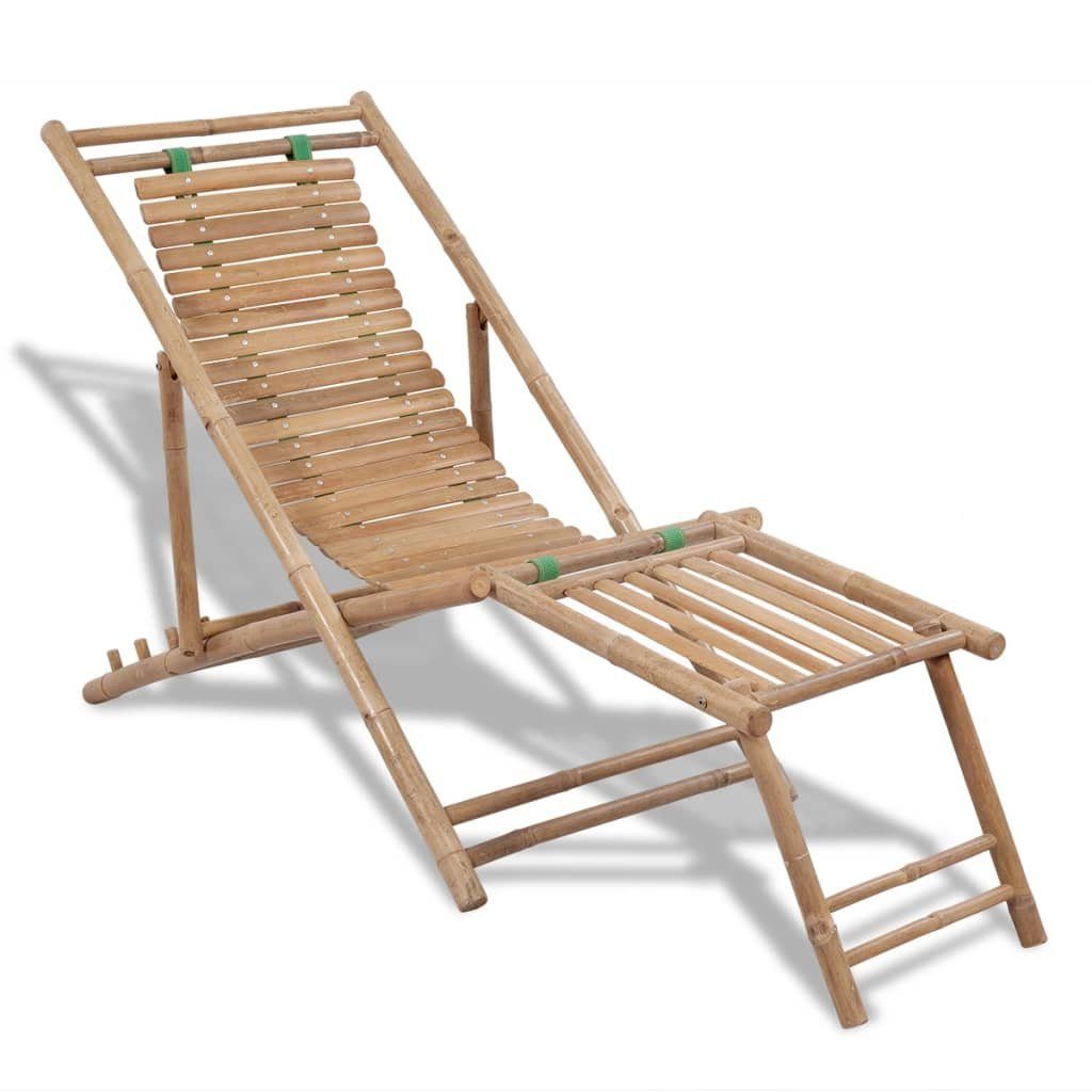 vidaXL GartenloungeSessel GartenLiegestuhl mit Fußablage Bambus