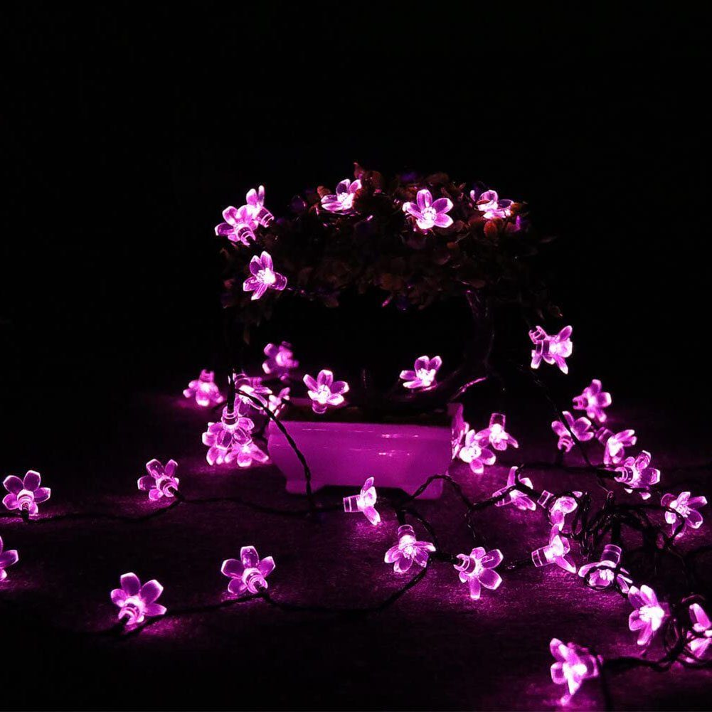 für Rosa Haus Blumen LED-Lichterkette Lichterkette Solar Lichterketten,100LED Solar Oneid Außen,