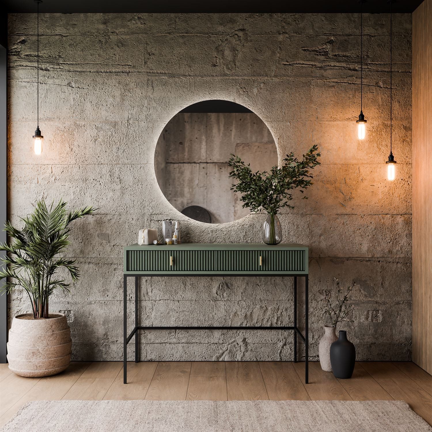 Lookway Schminktisch MIDNIGHT auf Gestell mit Spiegel und LED-Beleuchtung, Breite: 104 cm