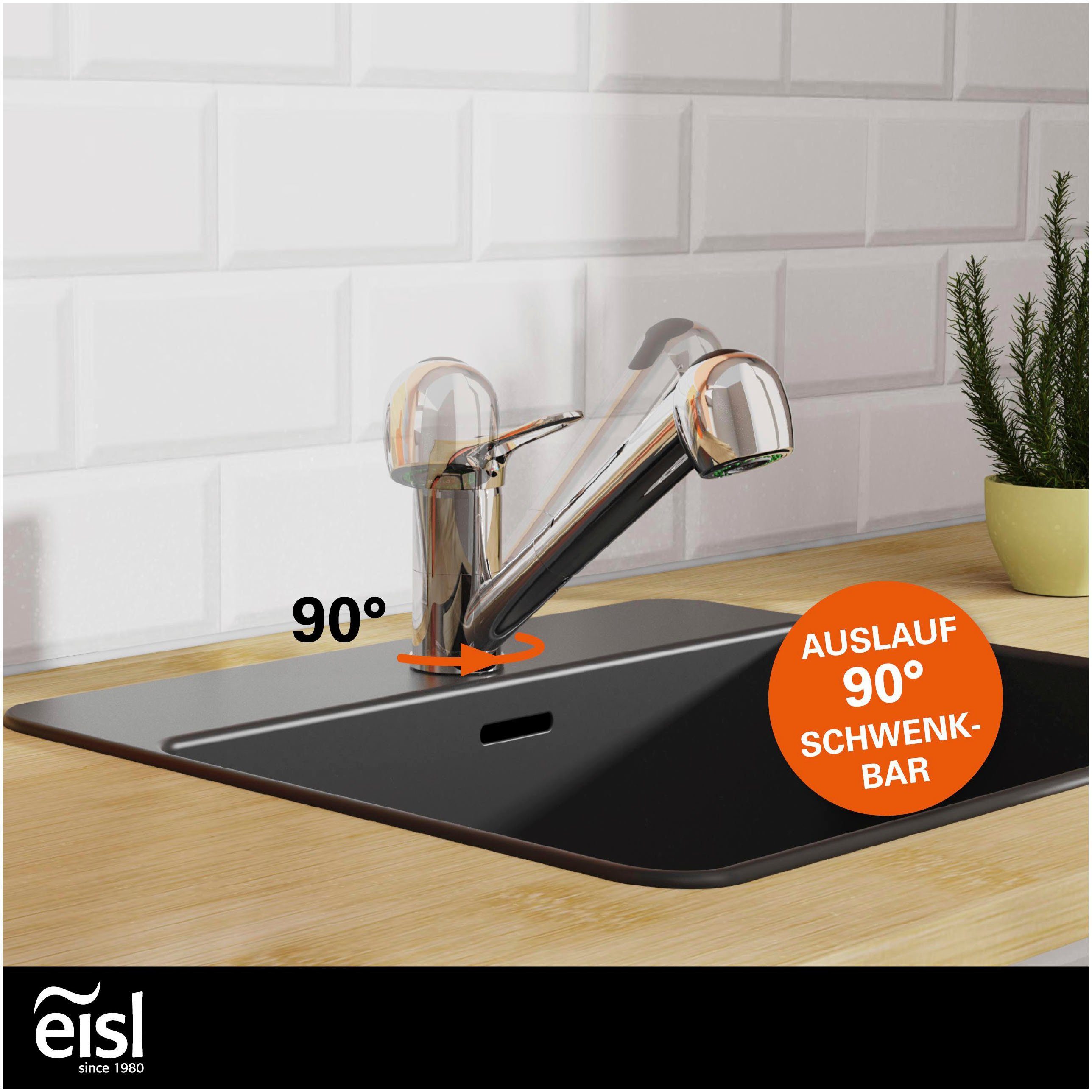 Eisl Spültischarmatur Verona mit Geschirrbrause, Wasserhahn ausziehbar, 360° schwenkbar, Chrom