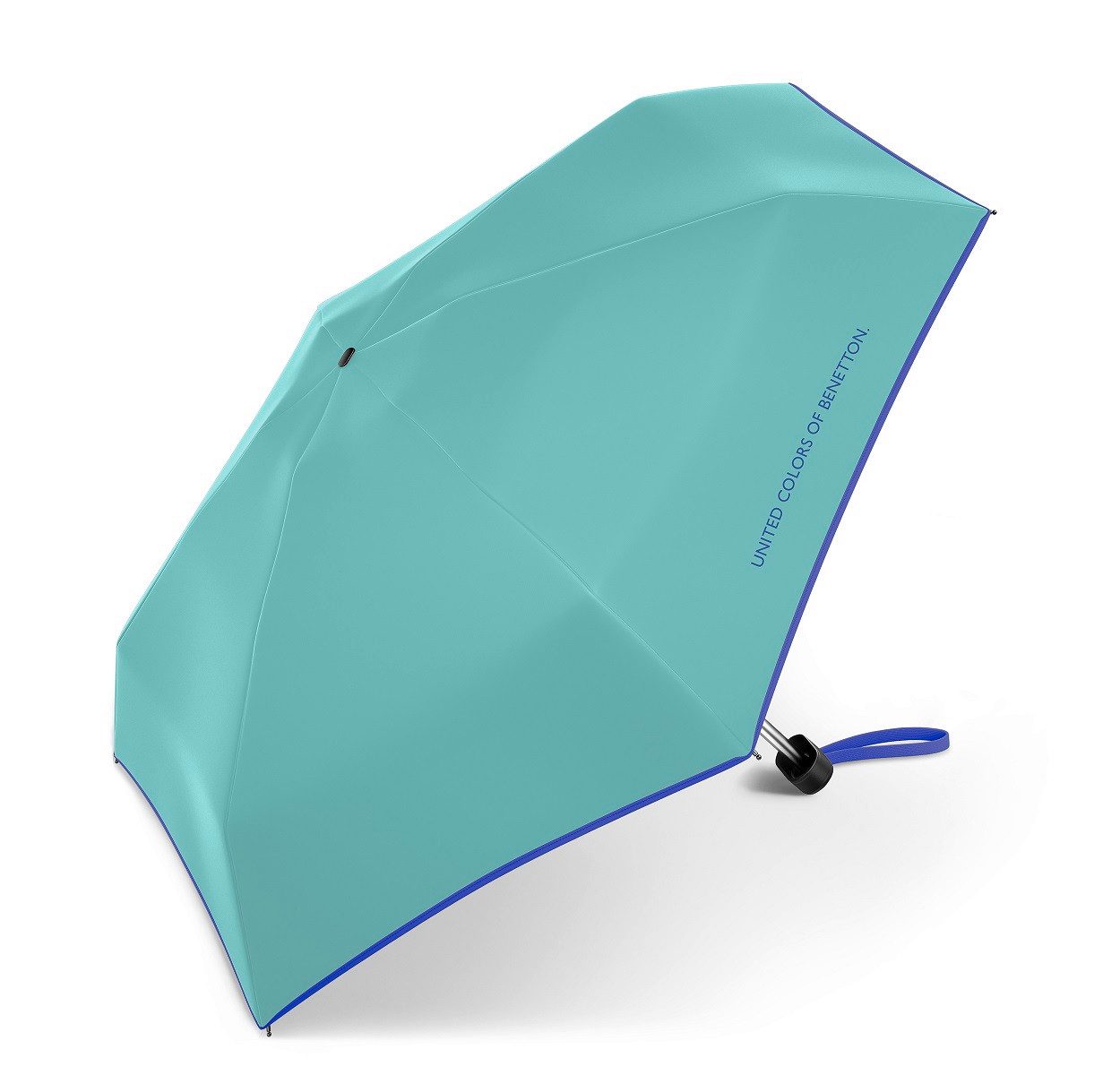 HAPPY RAIN Langregenschirm Benetton Ultra Mini Flat Manuell turquoise, Windproof