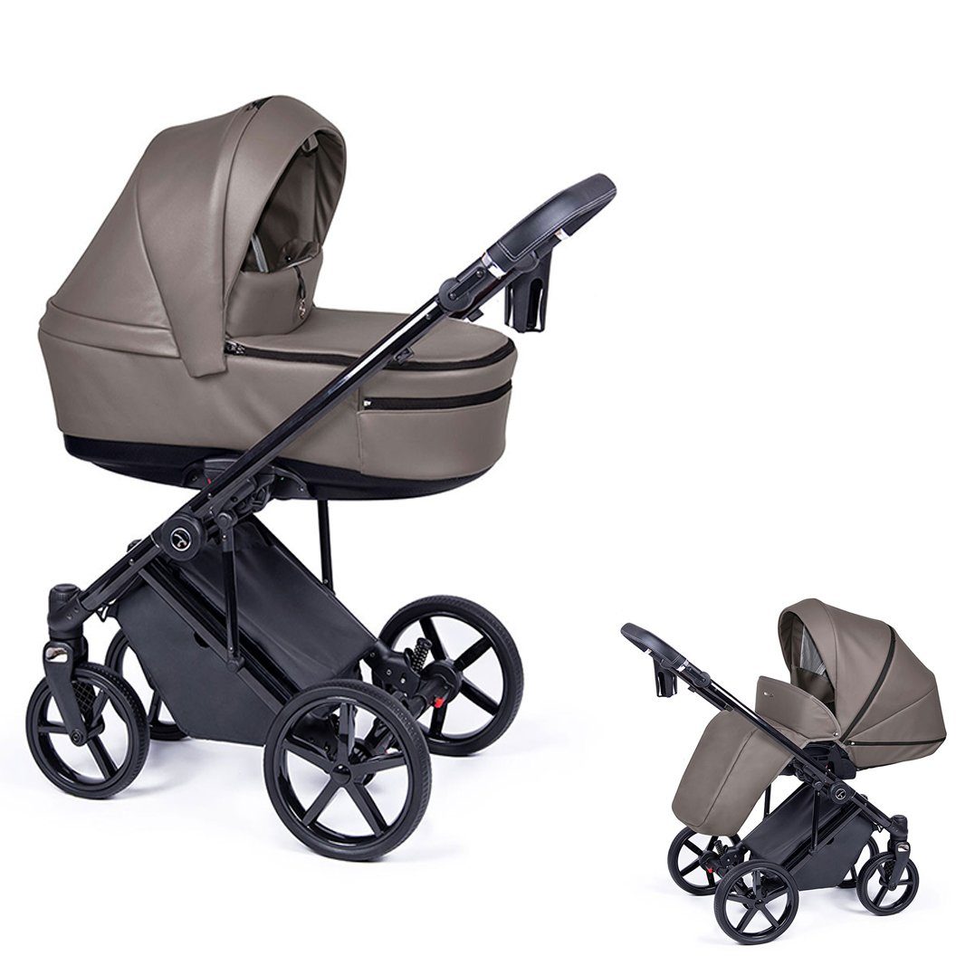 babies-on-wheels Kombi-Kinderwagen 2 in 1 Kinderwagen-Set Fado Eco - 14 Teile - in 21 Designs Braun = Gestell schwarz