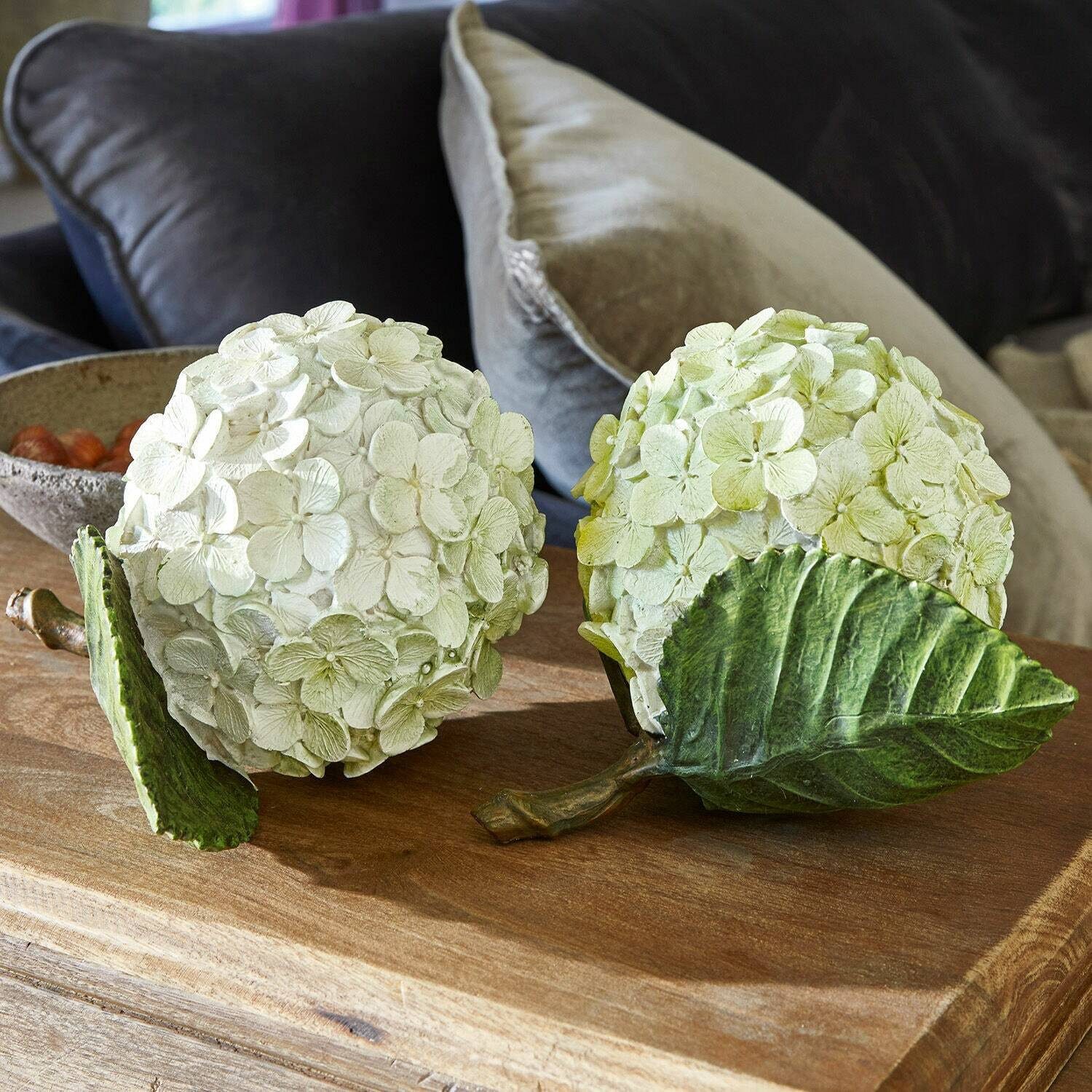Kunstblume Dekoblume 2er Set Hortensie grün/weiß, günstig online kaufen