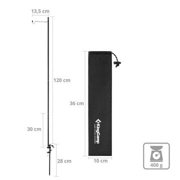 KingCamp Zeltstange Camping Lampen Stange Laternen Ständer, Aufhänger Halter Haken Alu 120cm