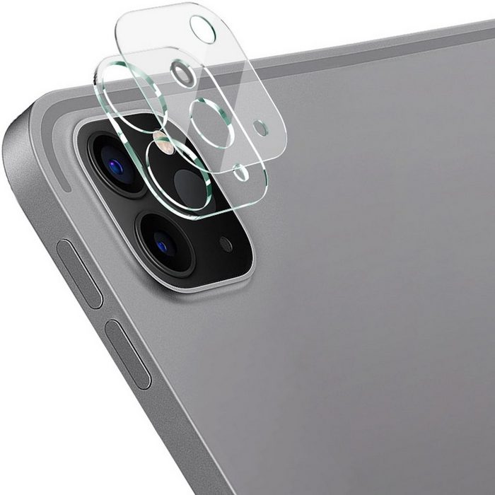 Wigento Tablet-Hülle Für Für Apple iPad Pro 11 2022 / 12.9 2022 9H Back Kamera Schutz Hart Glas Cover Displayschutz Schwarz