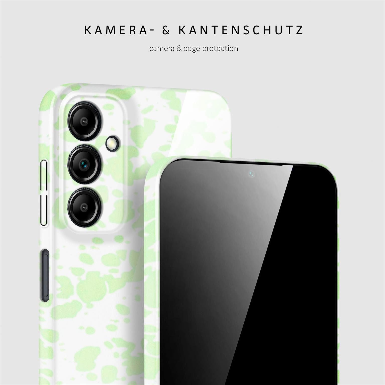 ONEFLOW Handyhülle für Samsung Galaxy A14 5G Splash Cover Flecken Weiß Grün 6,6 Zoll, Hülle mit Design Muster Designer Case Kameraschutz Handy Schutzhülle