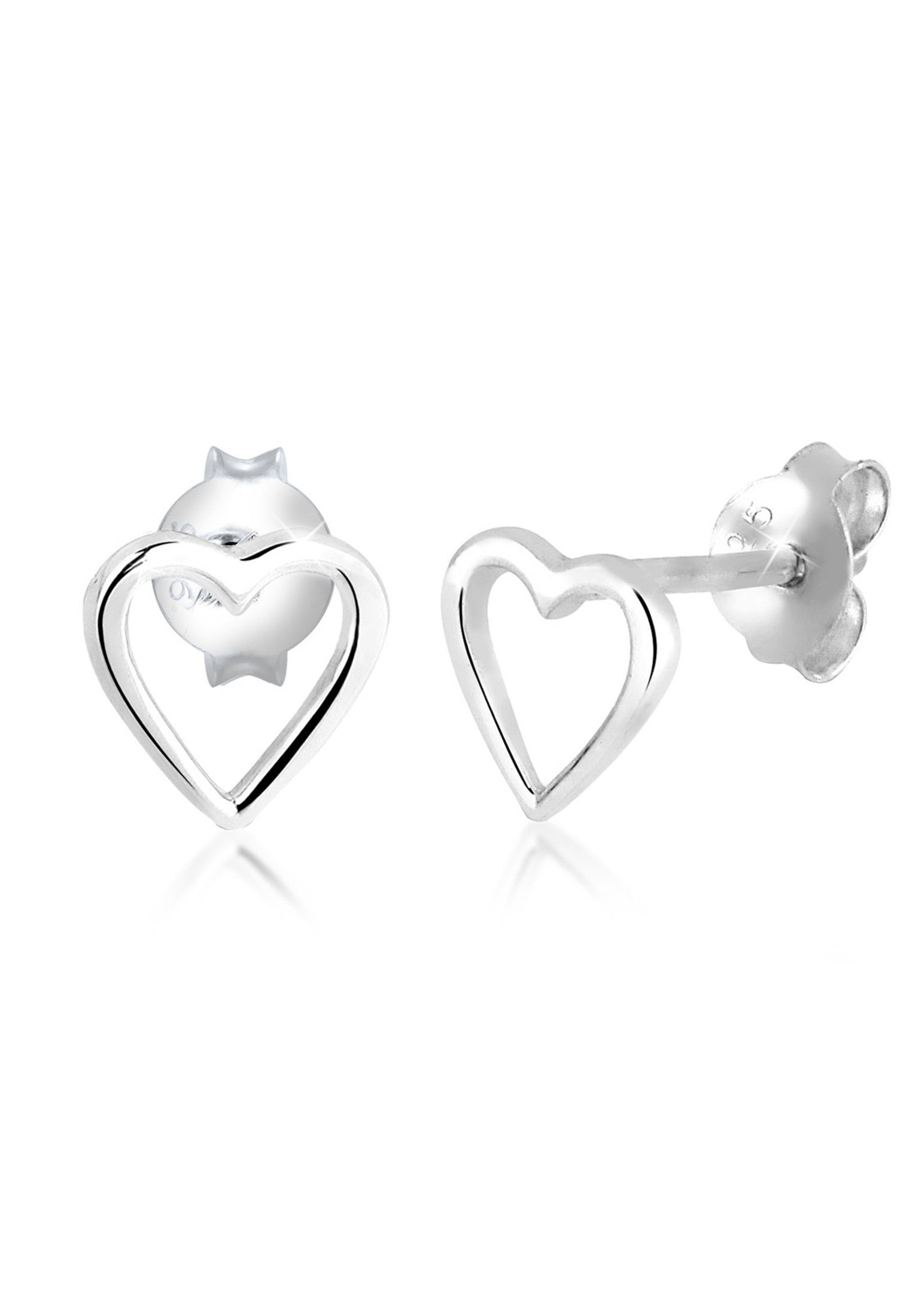 Elli Paar Ohrstecker Herz Basic Liebe Filigran Hochwertig 925 Silber, Herz günstig online kaufen