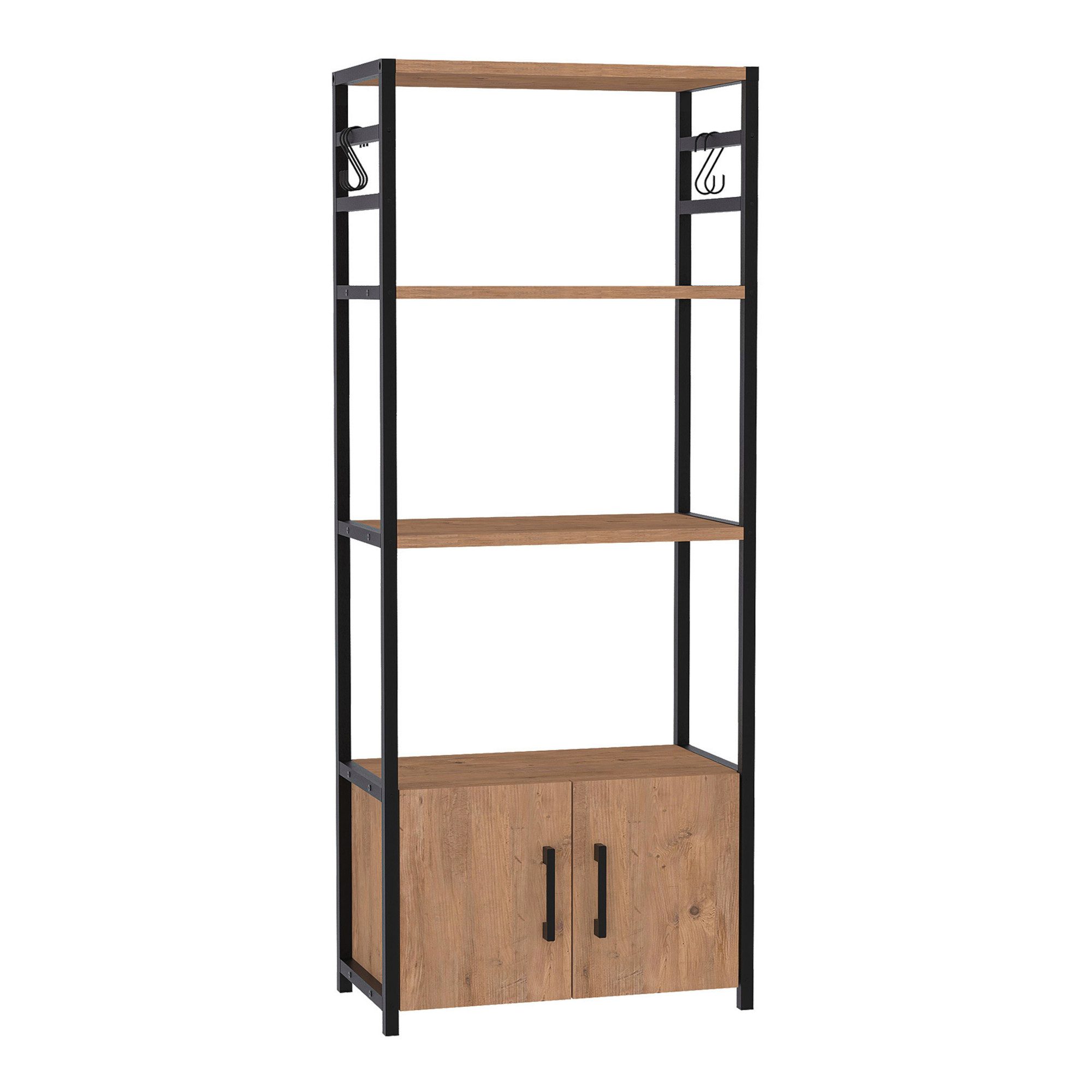 en.casa Küchenregal, »Arhuni« mit 2 Türen 139x56x30 cm Eichenoptik