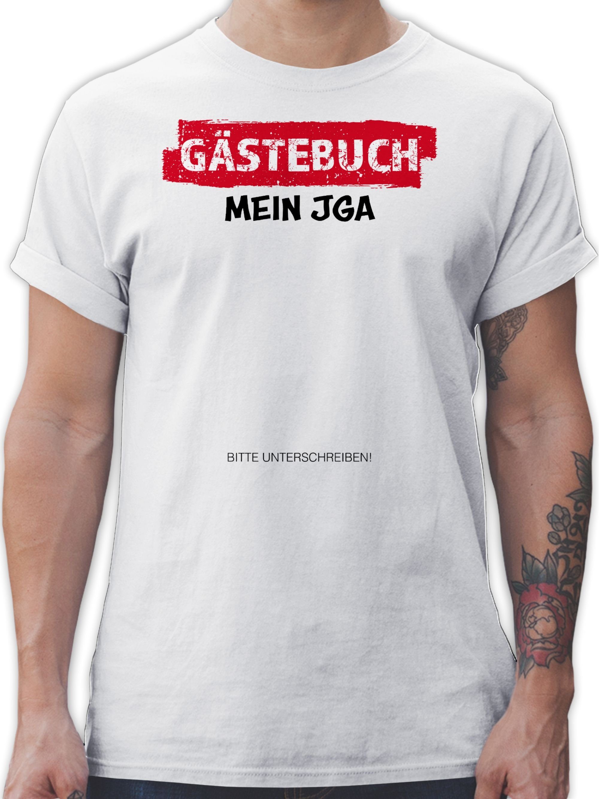 Shirtracer T-Shirt JGA Gästebuch I Unterschreiben Gäste JGA Männer 1 Weiß