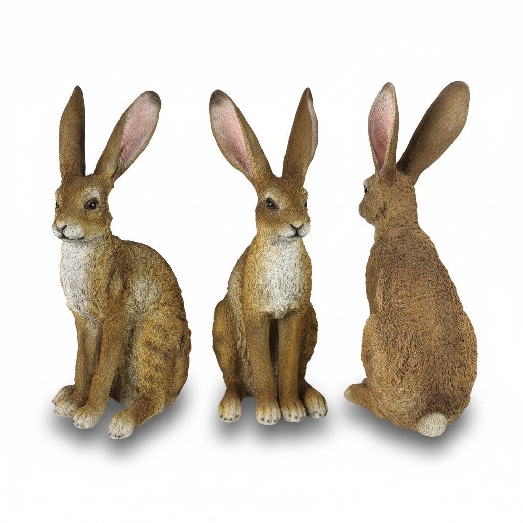 Arnusa Gartenfigur Hasenfigur große Tierfigur 51cm Gartendeko Osterdeko wie echt Feldhase, lebensecht Hase