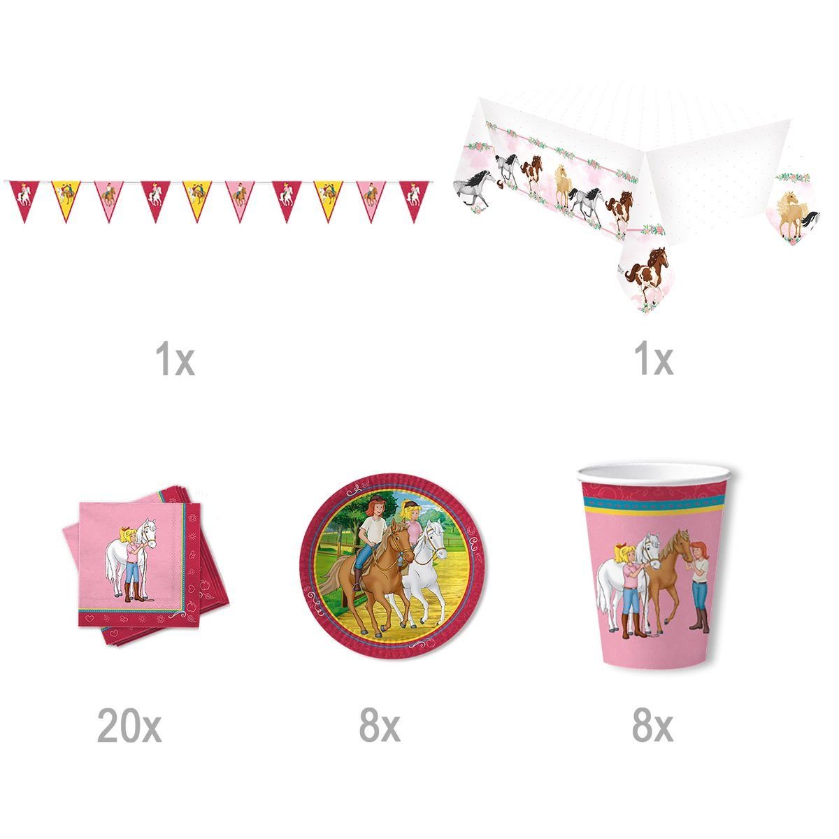 dh konzept Papierdekoration Bibi & Tina Party Deko Set für Kindergeburtstage