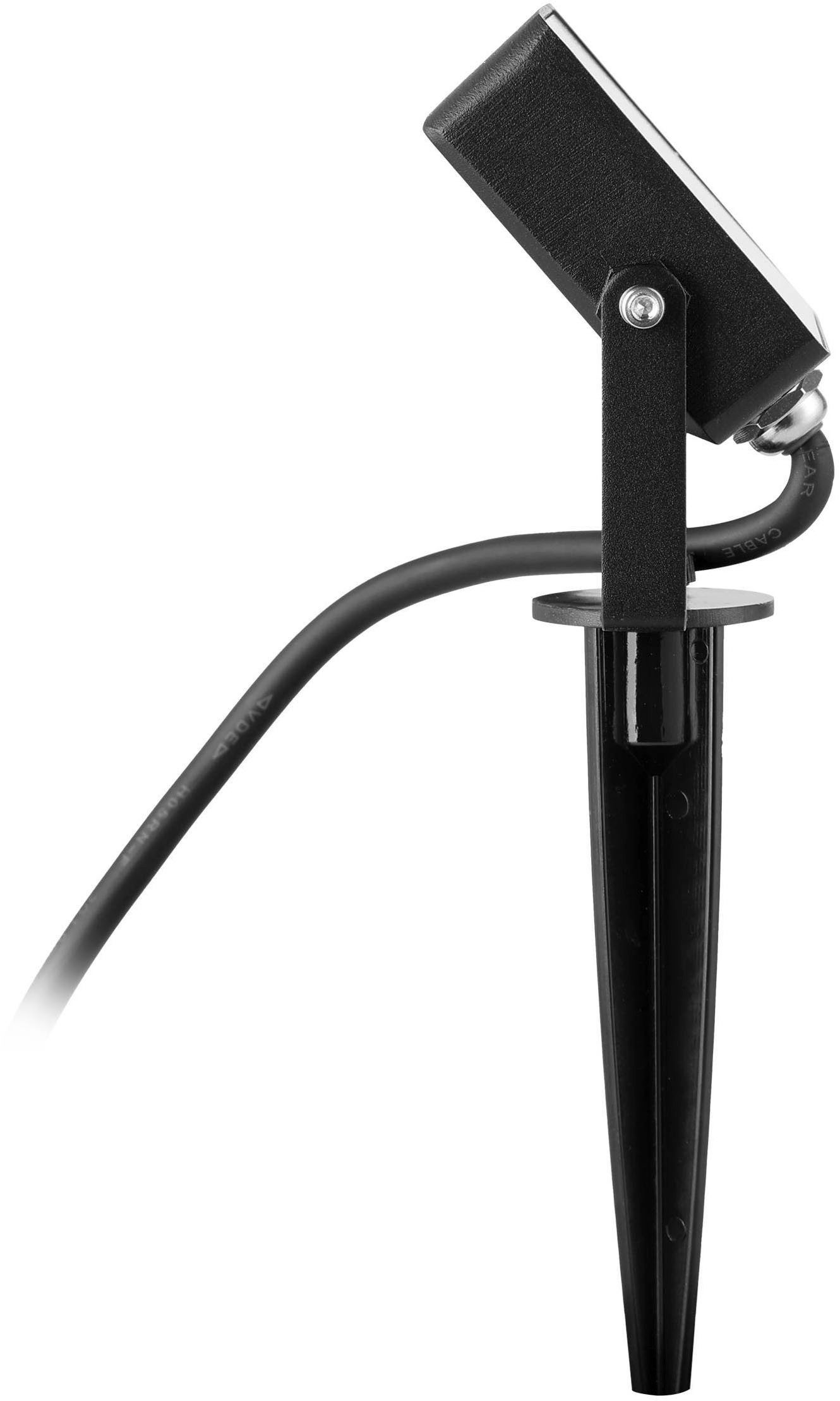 EGLO LED Wandstrahler Faedo 4 Außenlampe, Außen-Strahler, Gartenbeleuchtung, Erdspieß, IP44, LED fest integriert, Warmweiß, RGB, Stehleuchte - L13 x H9 x AL2,5 cm - schwarz - 10W inkl.