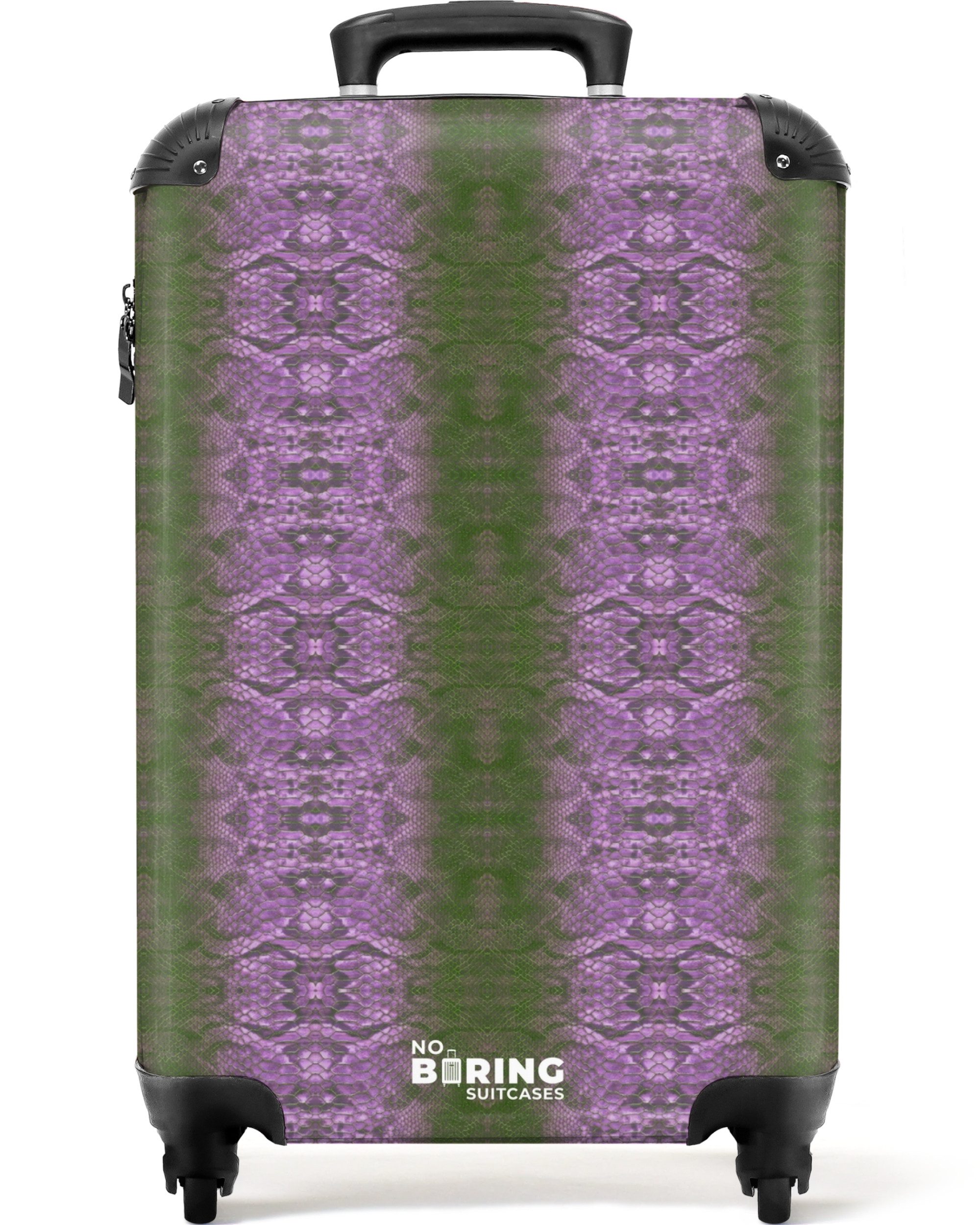 Hartschalen-Trolley Hellviolette Schlangenhaut mit symmetrischer Schuppenstruktur 55x35x20