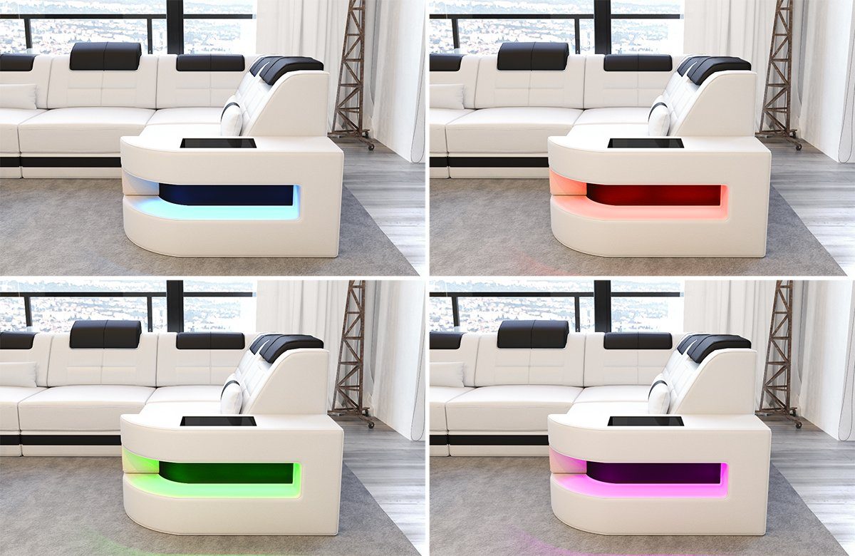 Couch, mit Leder Designersofa Sofa mit Como LED, Schlafsofa, wahlweise Ledercouch Form Dreams Ledersofa, Ecksofa Bettfunktion L als Sofa