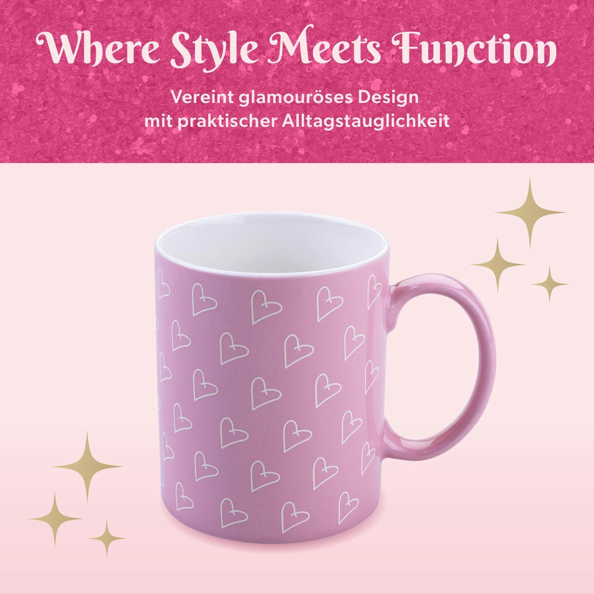 Paris Hilton Tasse Kaffeetasse, Teetasse, Steinguttasse, Herz-Motiv
