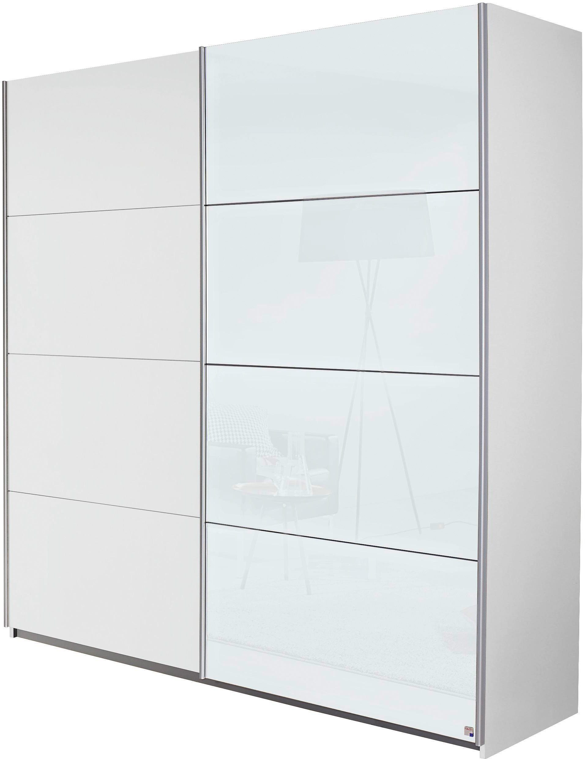 4 mit rauch Schwebetürenschrank Subito Weiß/Weißglas Glaselementen