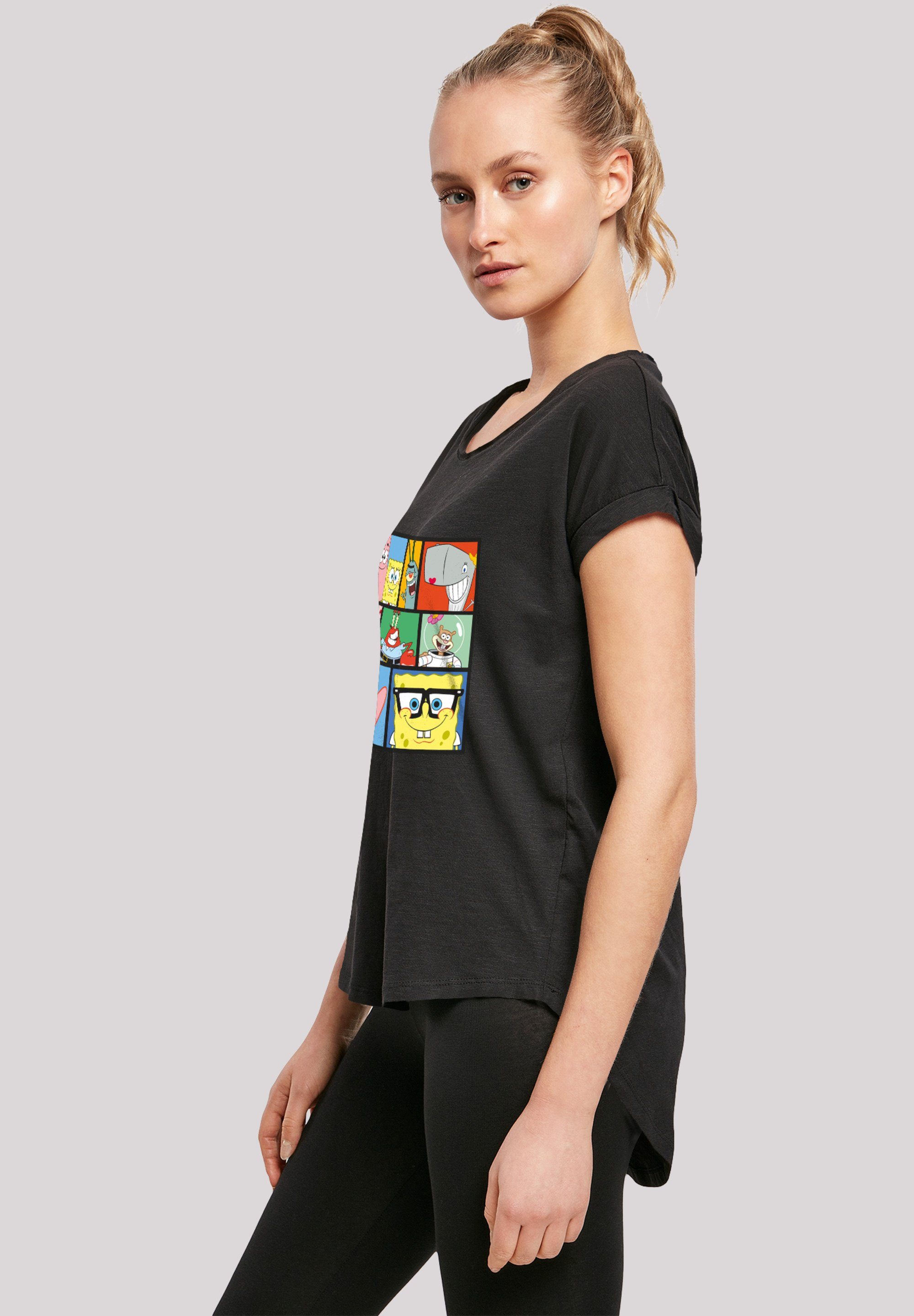 F4NT4STIC T-Shirt schwarz Print Schwammkopf Collage' 'Spongebob