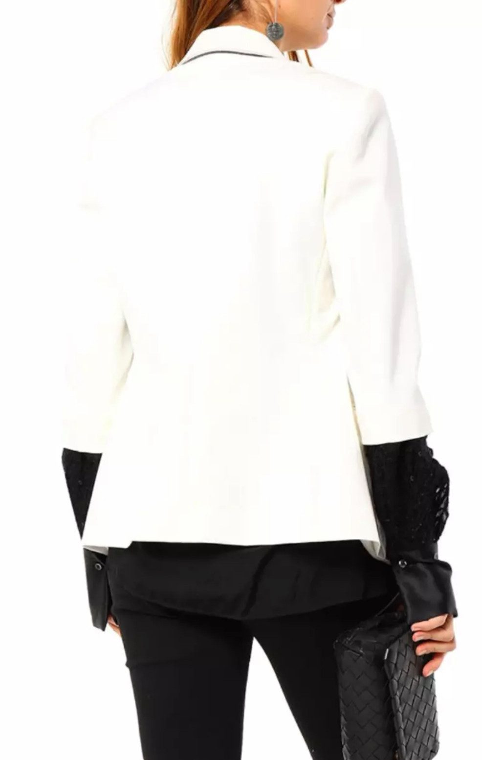 BRUNELLO CUCINELLI Jackenblazer Sakko Jacke mit abnehmbaren Strickärmeln und Perlenverzierungen Gefertigt in Solomeo, Italien – ein Zeichen für Qualität