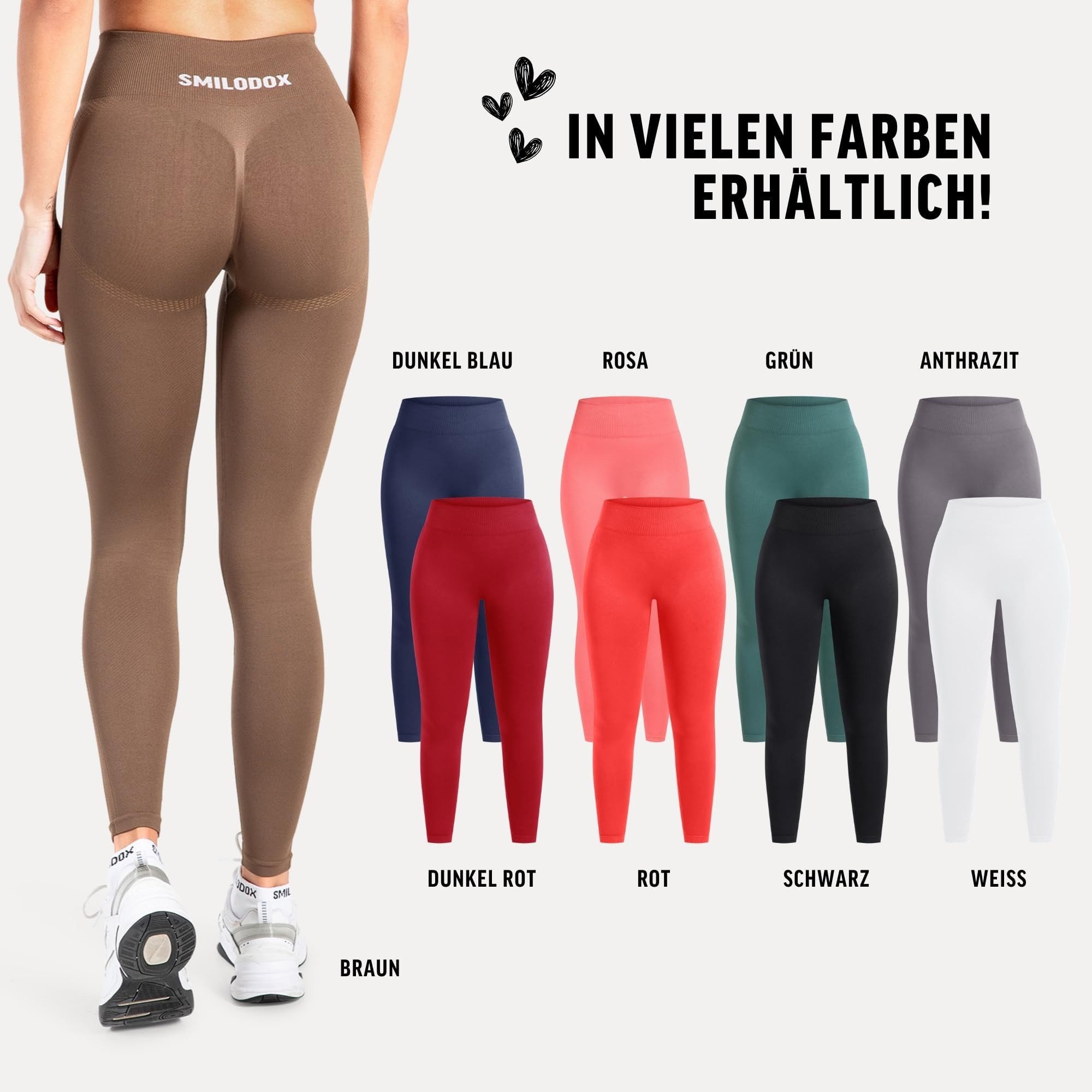 Smilodox Leggings Cetrina, Push Up Scrunch Leggings mit Schriftzug Fitness & Alltag Seamless, High Waist, Scrunch Sporthose, Atmungsaktiv, Blickdicht