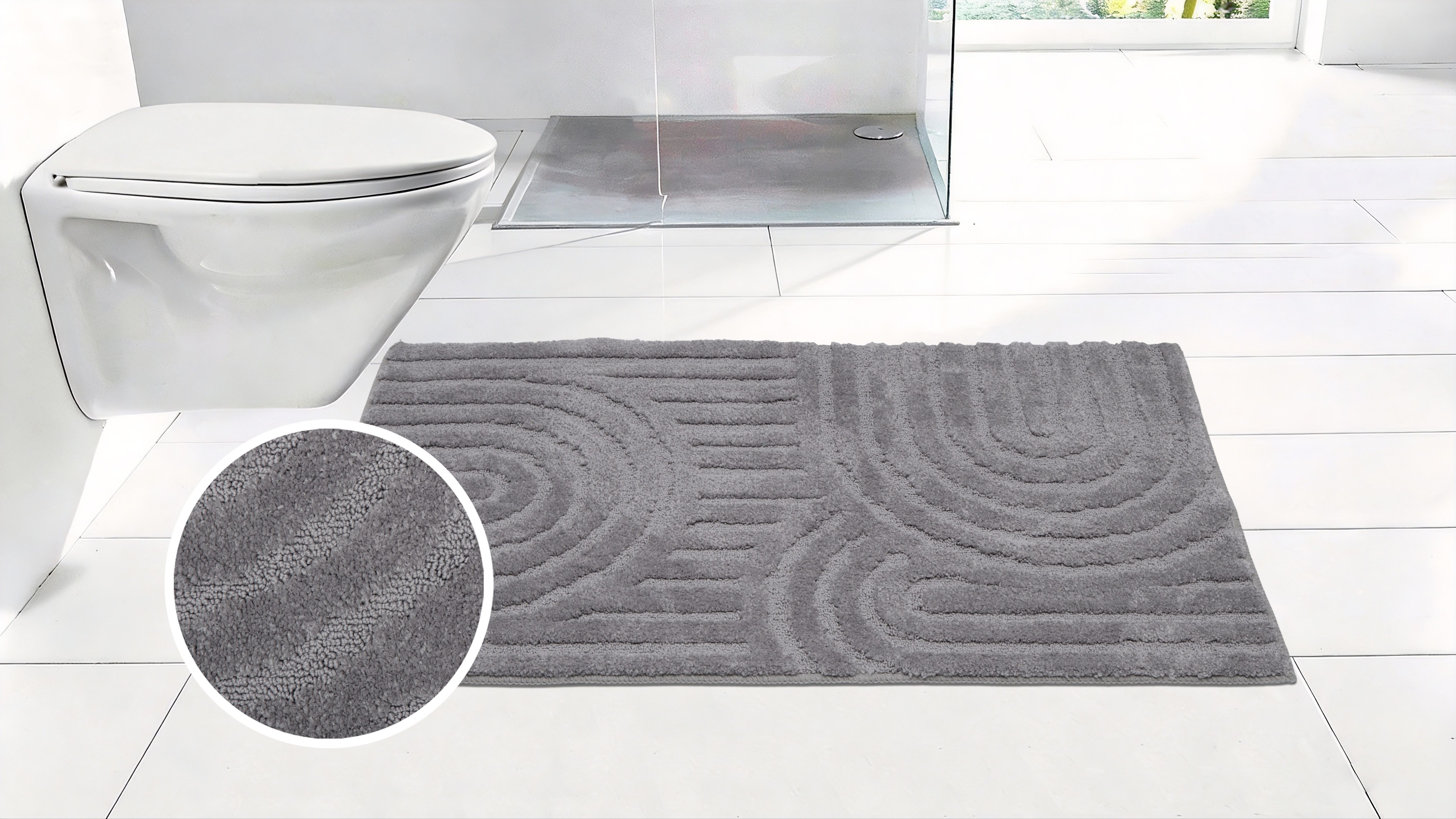 OTTO home Badematte Zen, Badvorleger, Badezimmer Teppich, Duschvorleger, Höhe 10 mm, rutschhemmend beschichtet, schnell trocknend, fußbodenheizungsgeeignet, Polyester, rechteckig, Uni Farben, Hoch-Tief-Effekt, modernes Muster, Zen