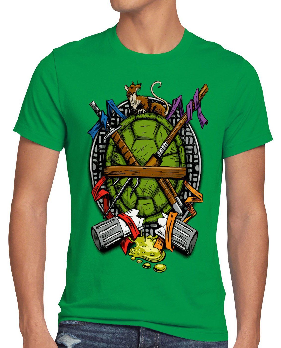 style3 Print-Shirt Herren T-Shirt Hero Turtle turtles teenage schildkröte comic mutant film blu-ray grün