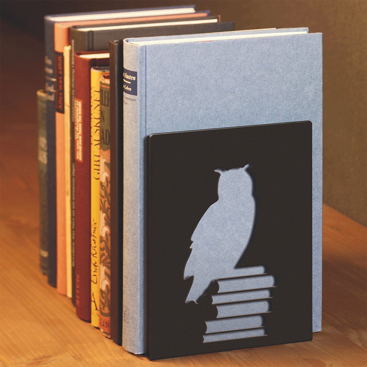 moses Buchstütze moses. libri_x, Buchstützen-Set Leseeule, 2er-Set Buchständer aus M