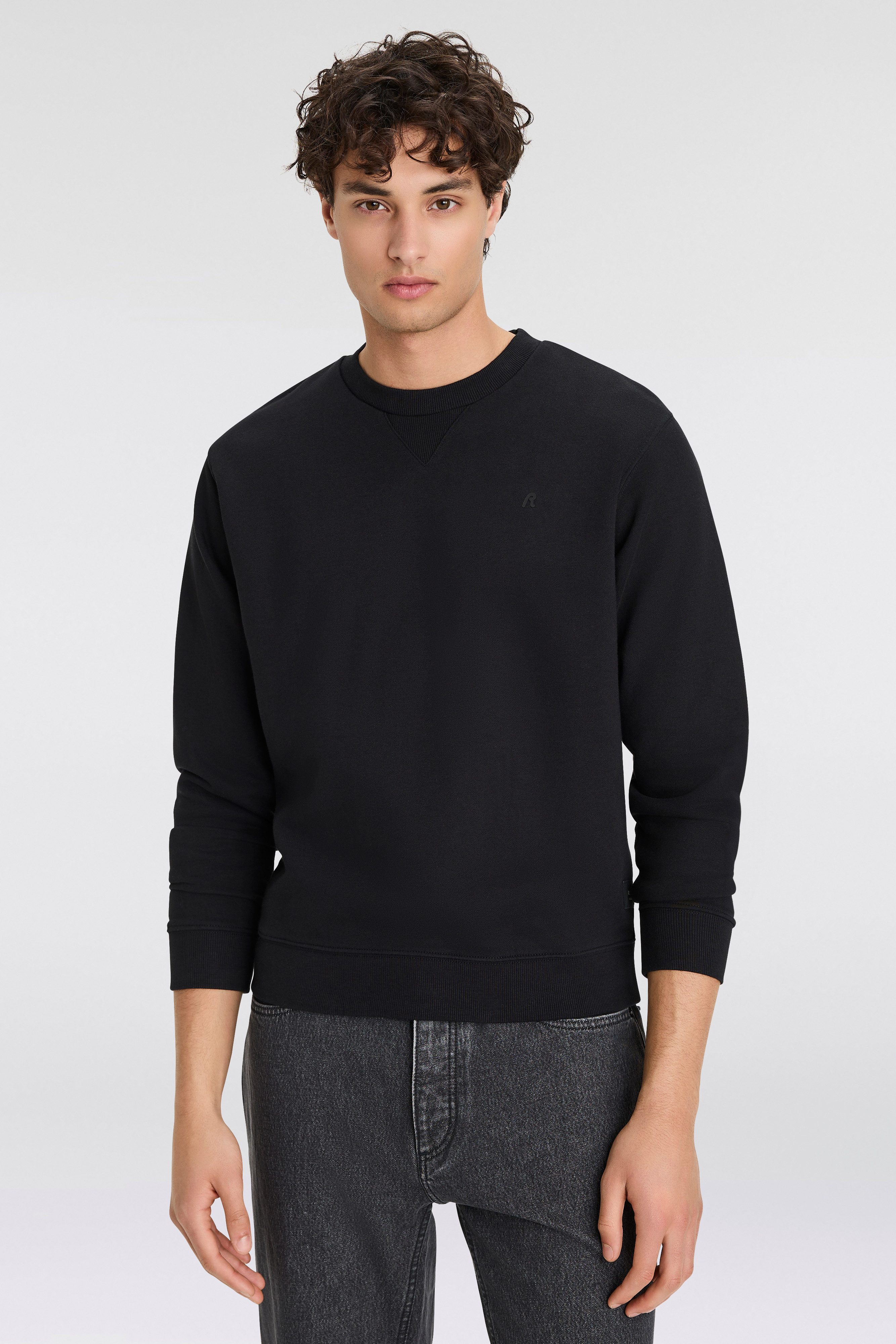 Replay Sweatshirt mit V-Einsatz am Halsausschnitt günstig online kaufen