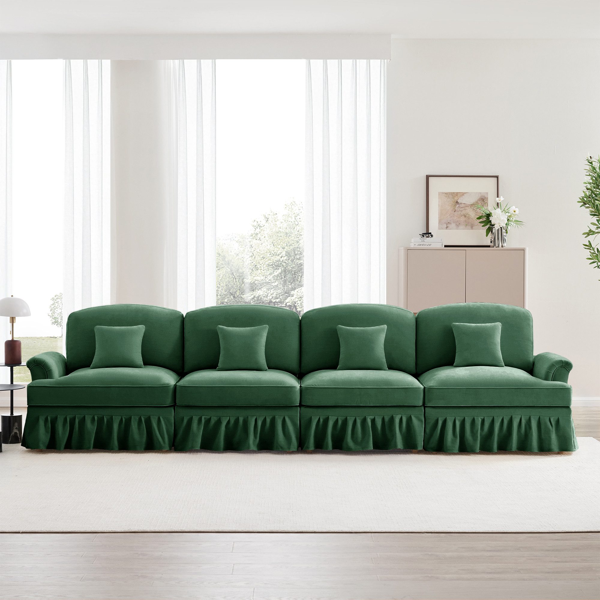 Odikalo Big-Sofa 4-Sitzer Sofa Chenille Trichter-Armlehnen abnehmbarer Beinen Mehrfarbe