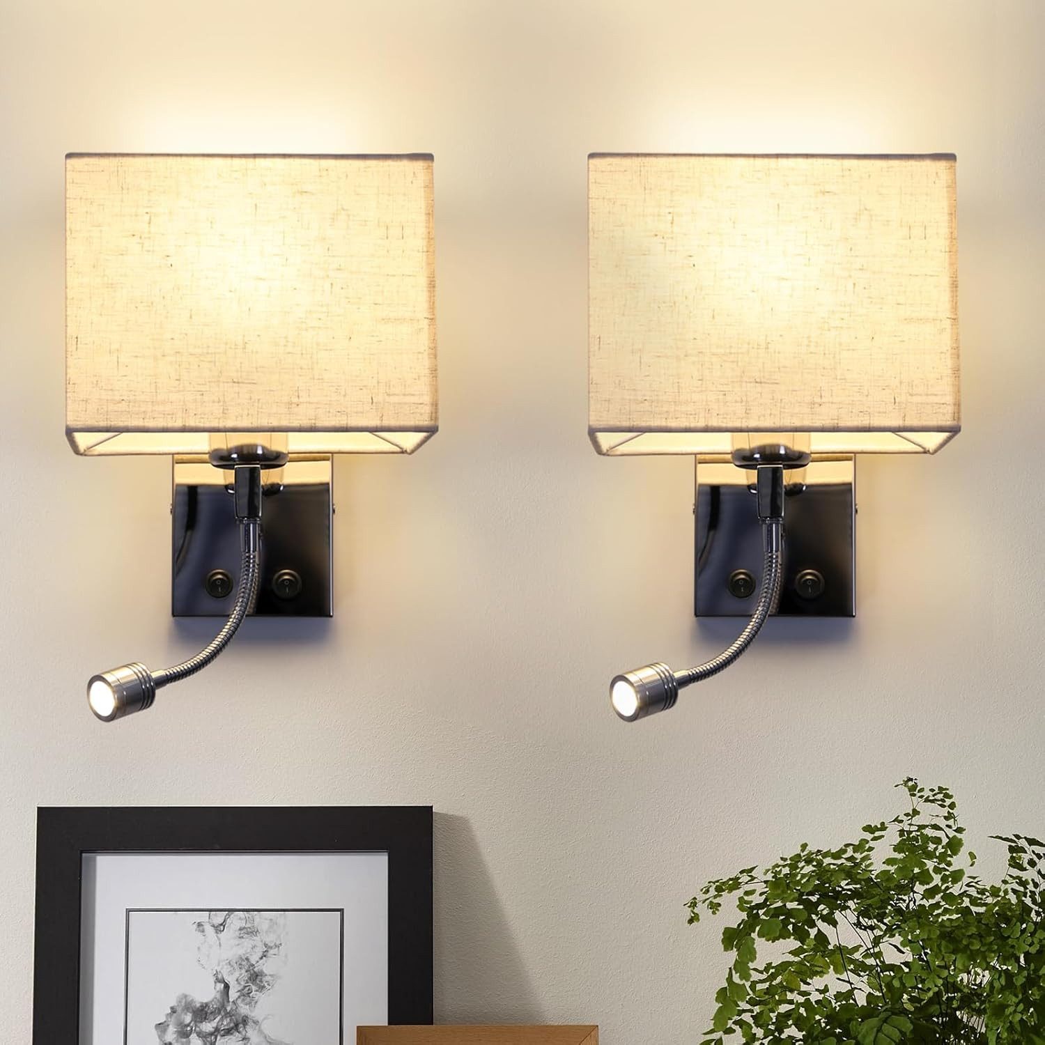 Nettlife Wandleuchte 2er Schlafzimmer mit schalter Innen wandlampe E27 Lese günstig online kaufen