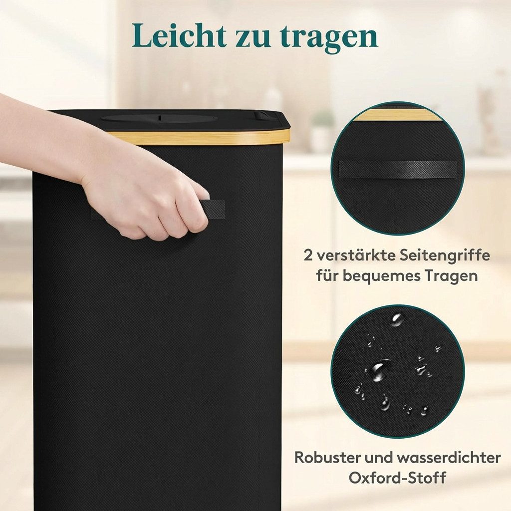 Lifewit Müllsackständer Pfandflaschen Sammelbehälter mit Bambusdeckel, Altglas und Flaschen.