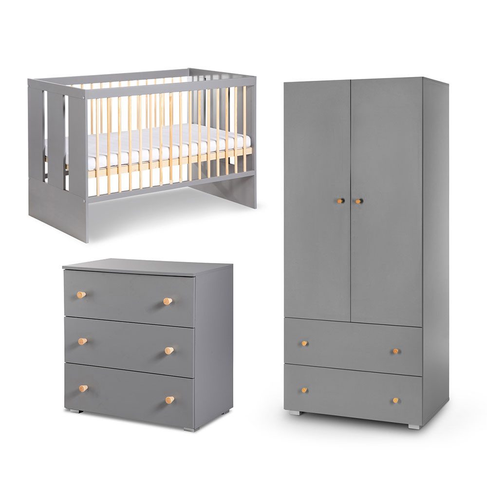 Feldmann-Wohnen Jugendzimmer-Set Pauline, (Pauline, Babyzimmer-Set), 3-teilig graphit kiefer