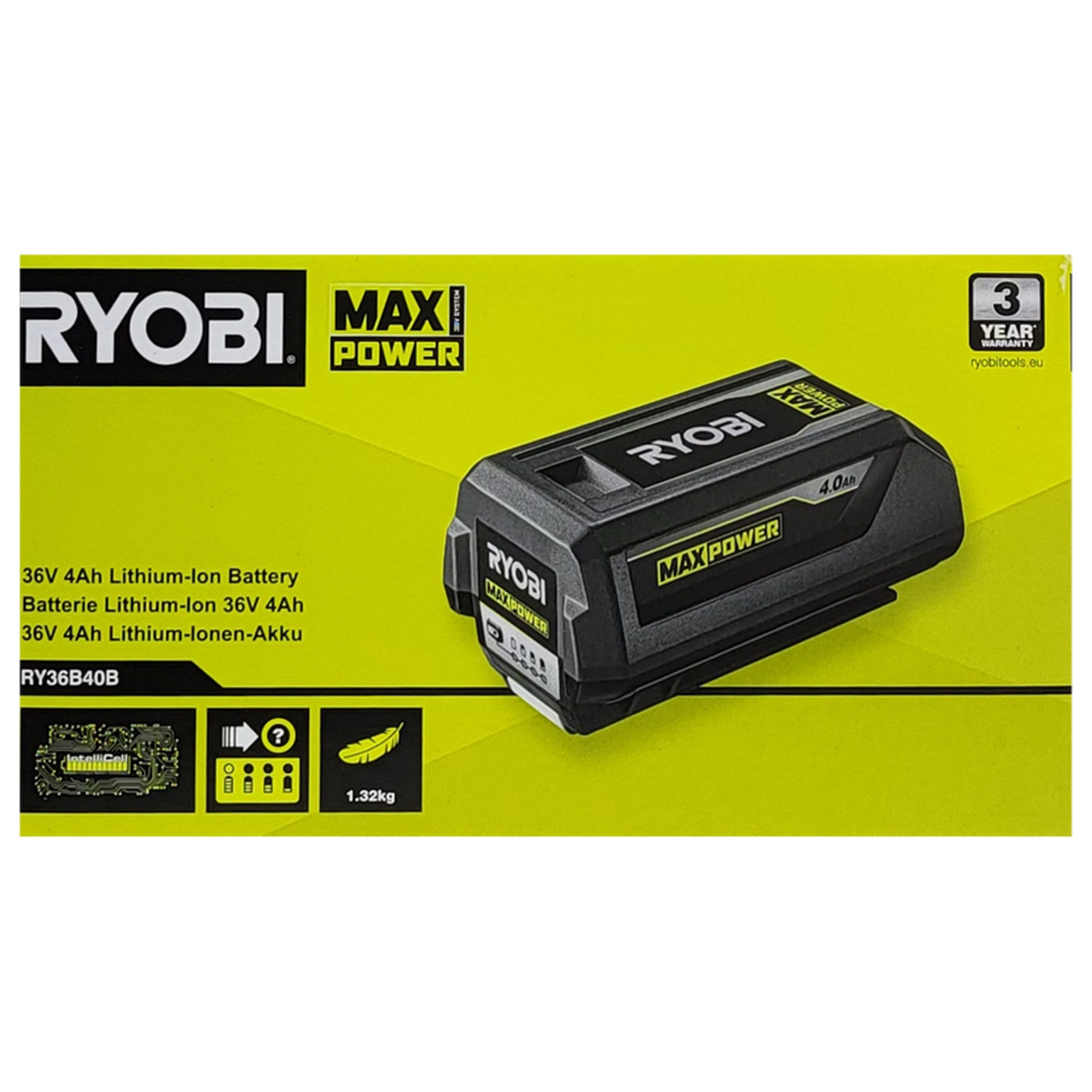 RYOBI Ryobi RY36B40B – 36V MAX POWER Akku 4.0Ah Akku-Set (1 St)