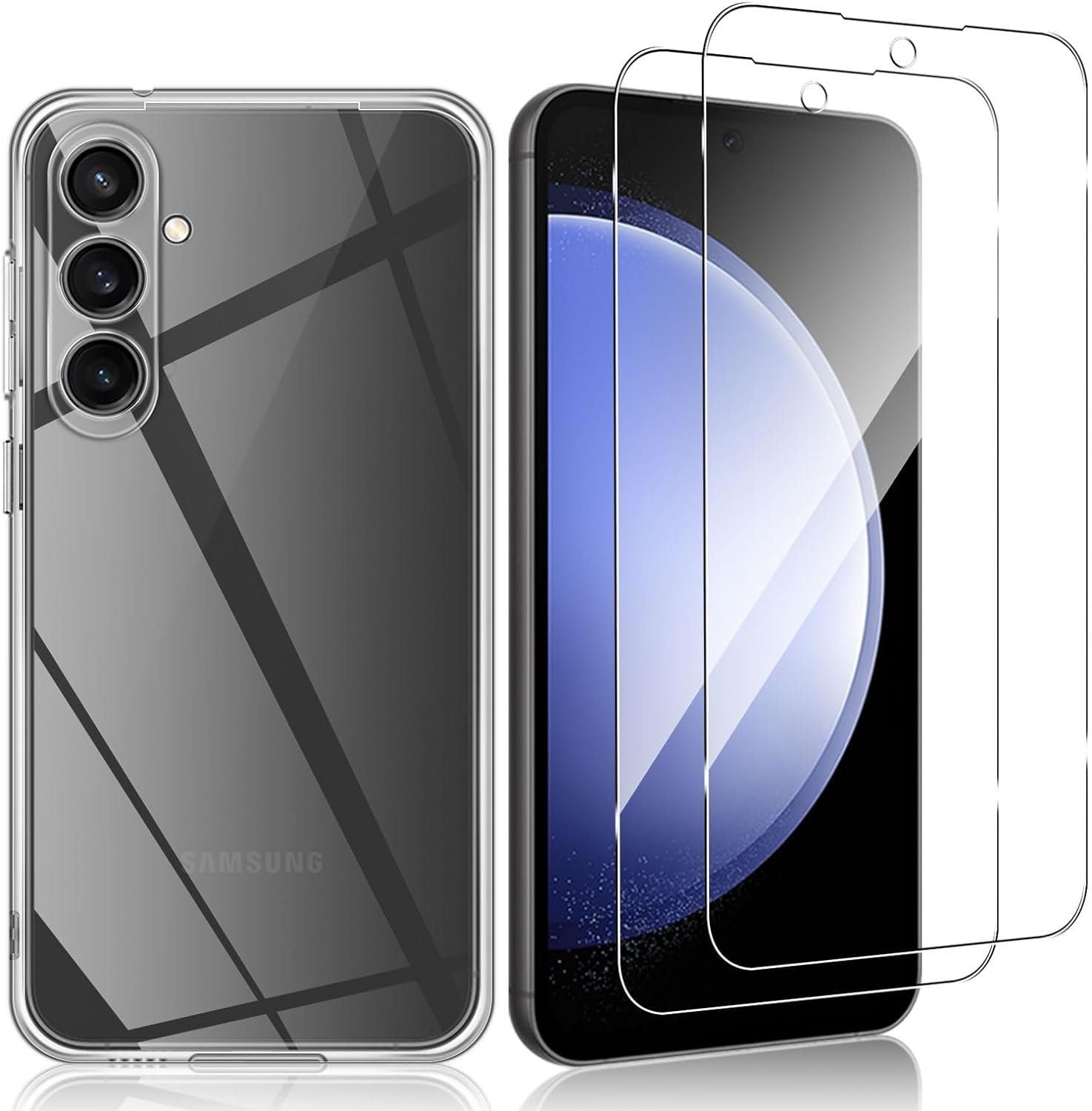 MSM Handyhülle Hülle + 2X Schutzglas für Samsung Galaxy S23 FE 5G Panzerfolie Full