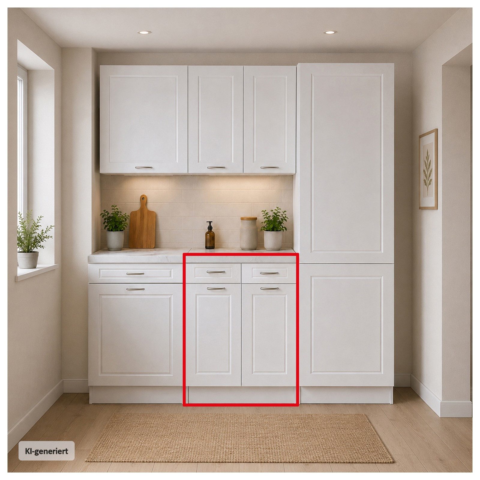 HTI-Living Unterschrank Küchenunterschrank Jenna Country Weiß 60 cm mit 2 Schubladen (1 Stück, 1-St., 1 Küchenunterschrank) Modular …