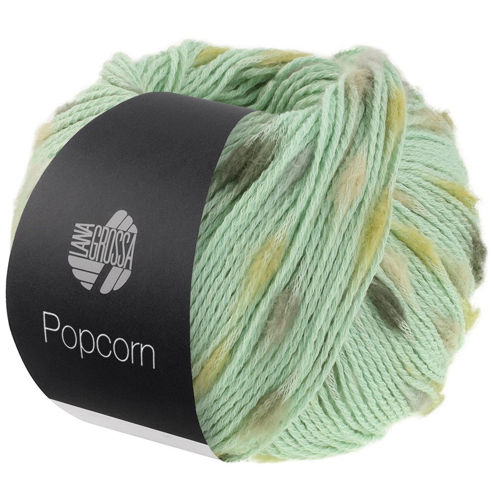 LANA GROSSA POPCORN Häkelwolle, 125 m (Effektnetzgarn gefüllt mit bunten, flauschigen Farbspots aus 100% Baumwolle), 50 g