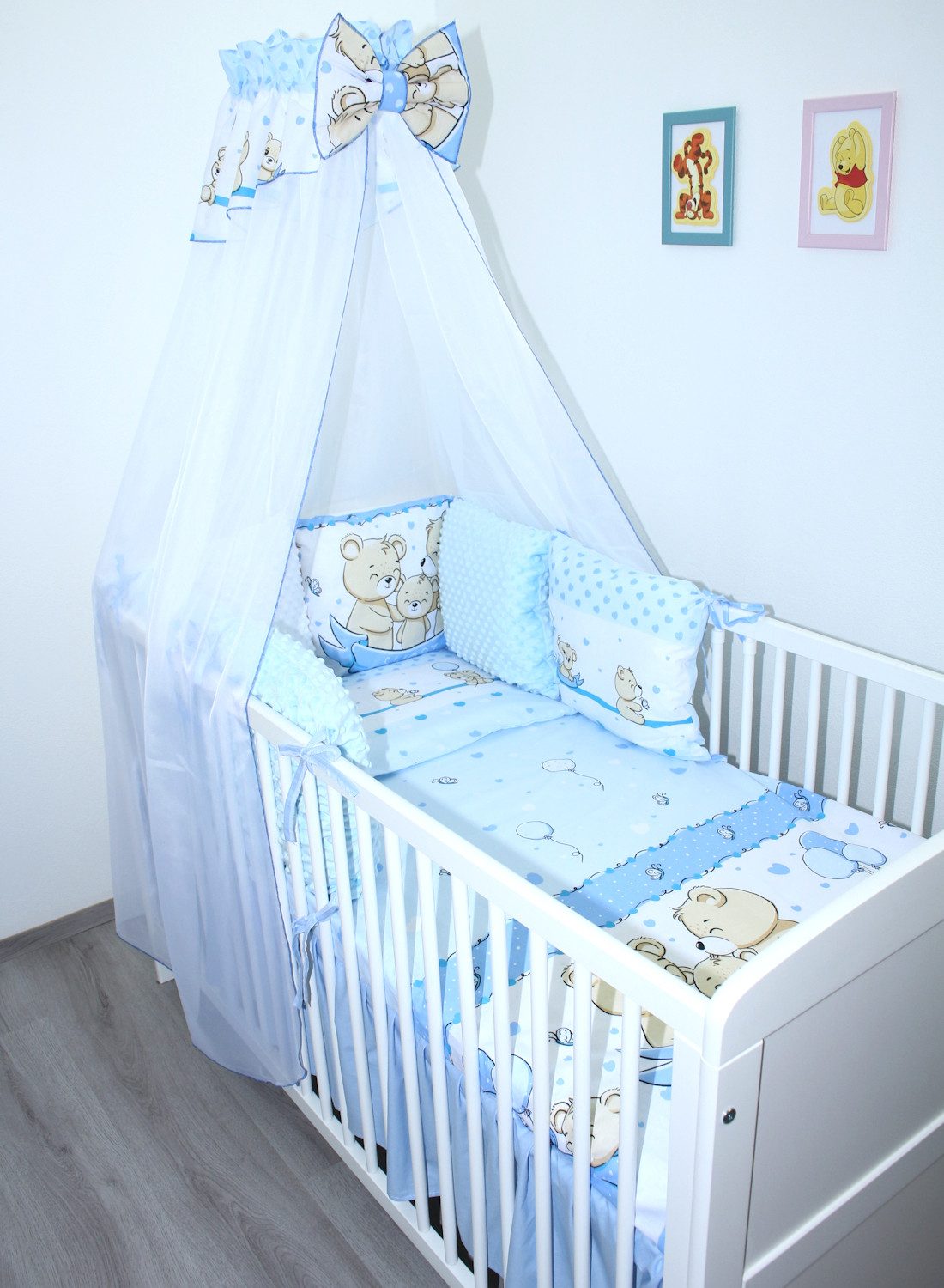 Babybettwäsche Bettwäsche Bettset MINKY - 6 x Kissen -6t -Nestchen Chiffon Himmel- 11
