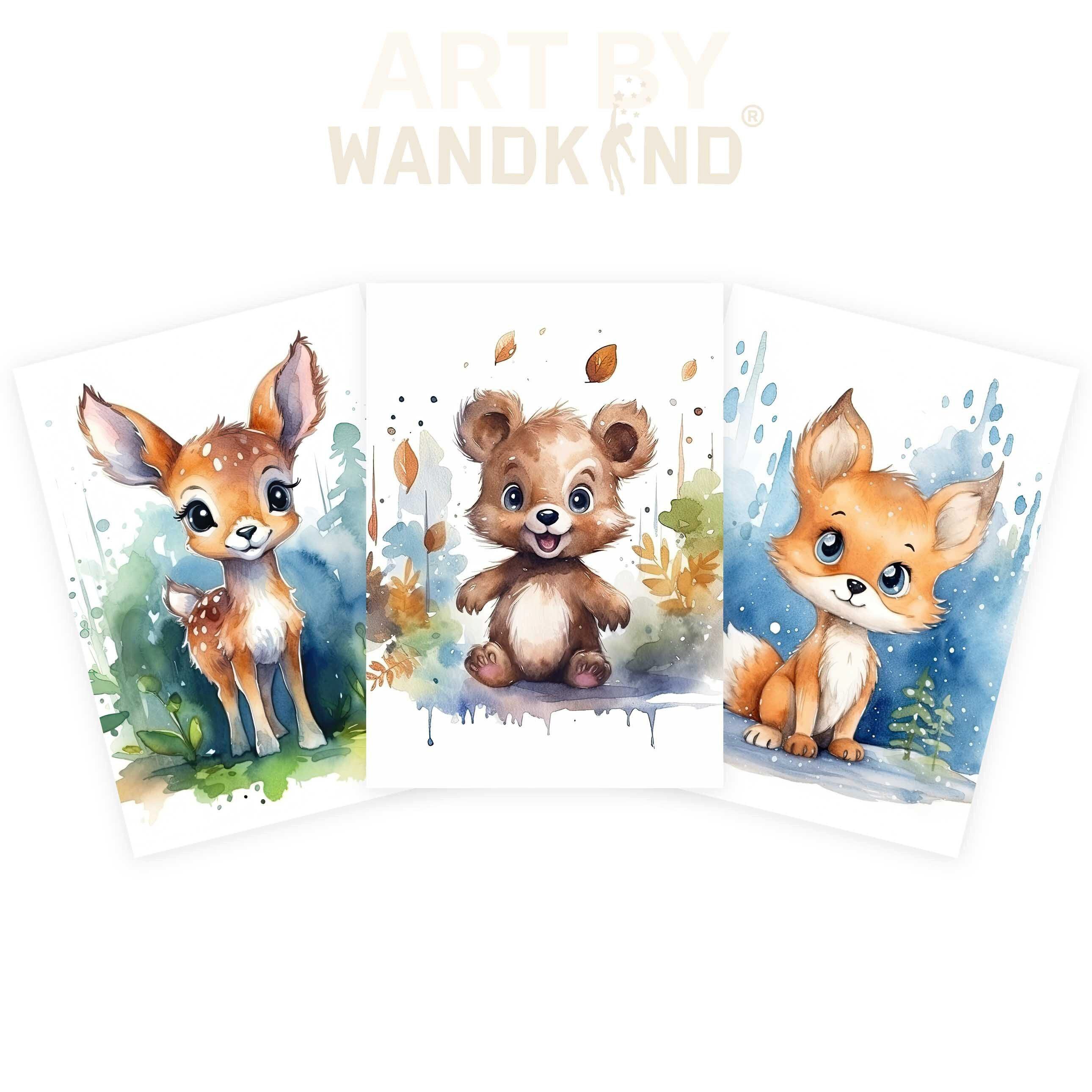 WANDKIND Poster Baby Waldtiere 3er Set P796, Kinder Poster