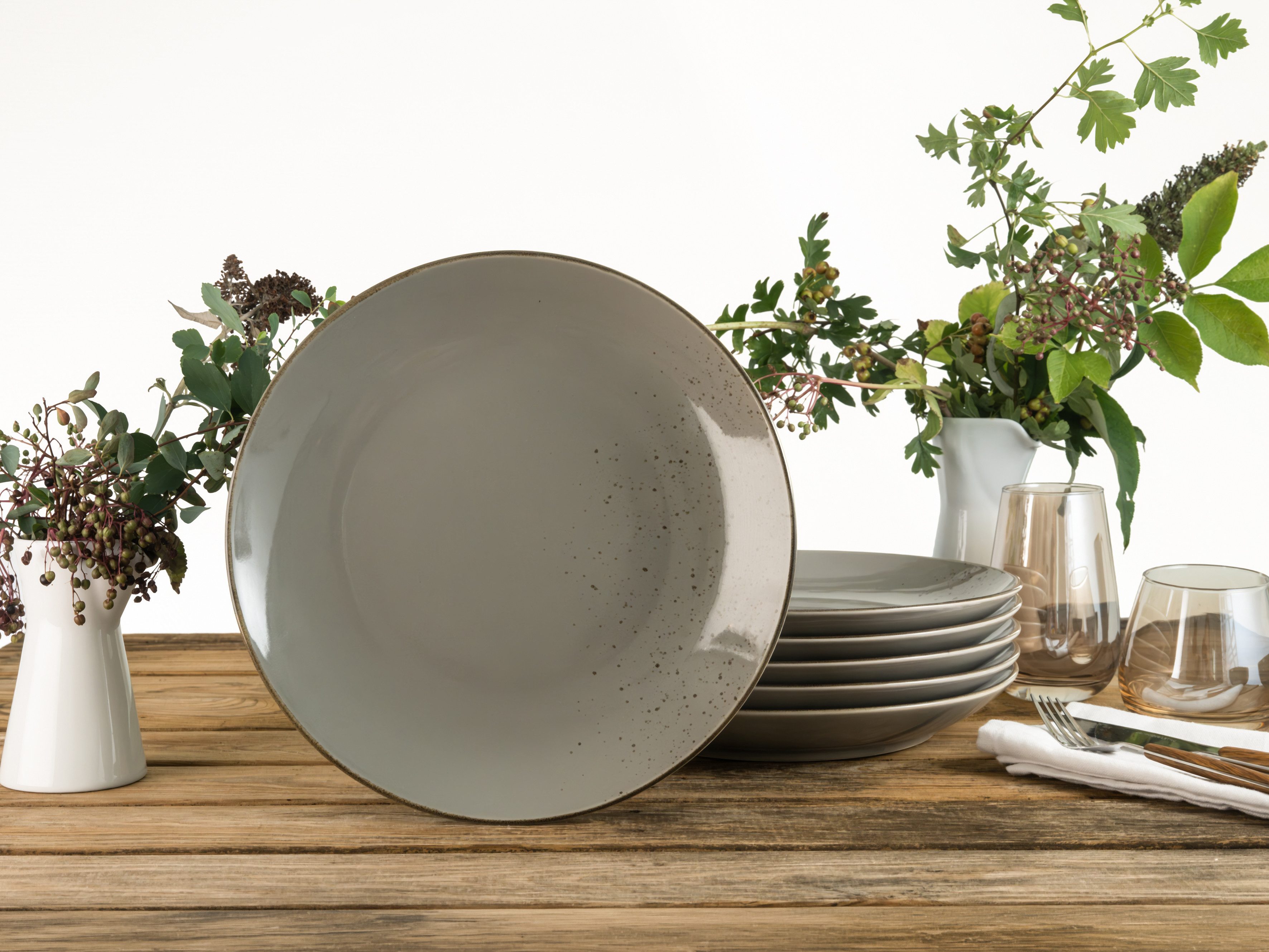 creaTable Speiseteller Essteller NATURE COLLECTION, (6 St), Teller Set für 6 Personen, Ø 27 cm, Steinzeug, flache Teller – Bild 3 von 5