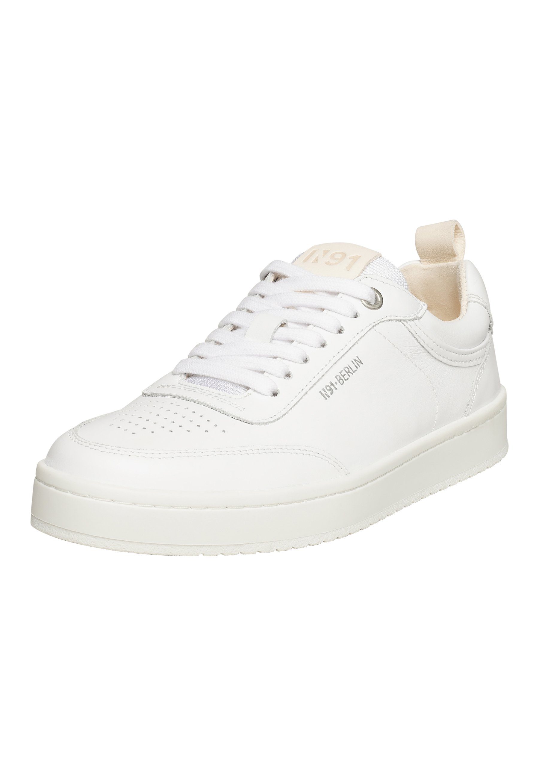 Leder Court N91 Sneaker handgefertigt, W Freizeitschuh Damen Weiß sportlicher Turnschuh Damensneaker AB