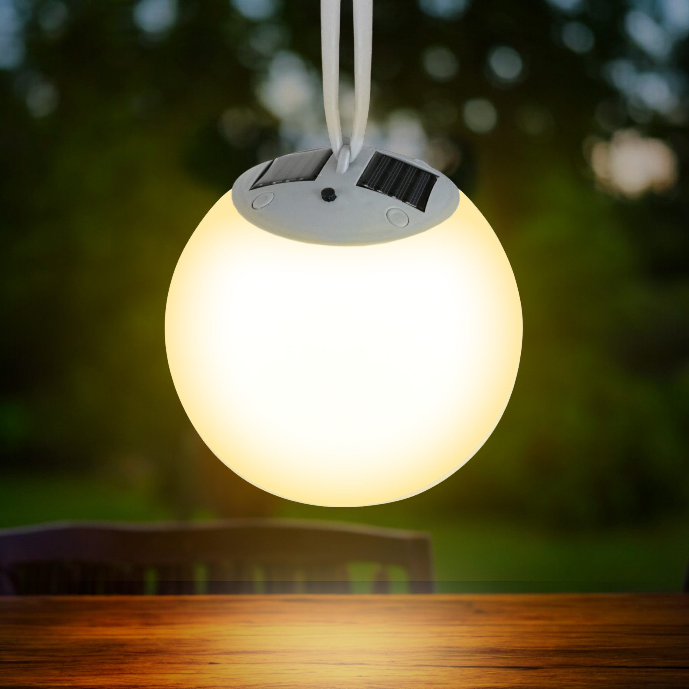 Spetebo LED Solarleuchte Premium Solar LED Hängeleuchte - Ø 20 cm / 4 LED, günstig online kaufen