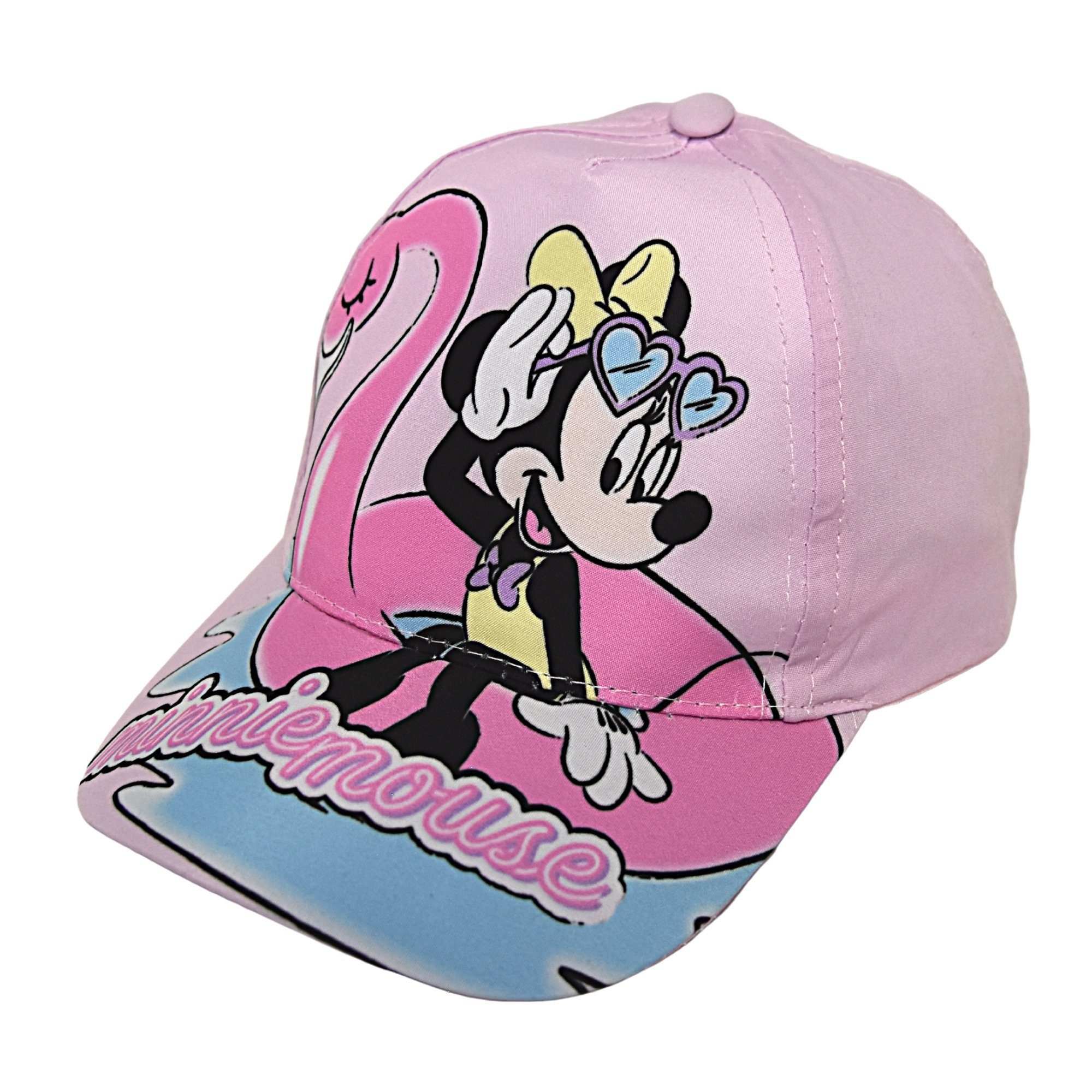 cm Maus 52-54 Mouse Flamingo Rosa Baseball Minnie & Cap Minnie Mädchen Sommerkappe Größe Disney
