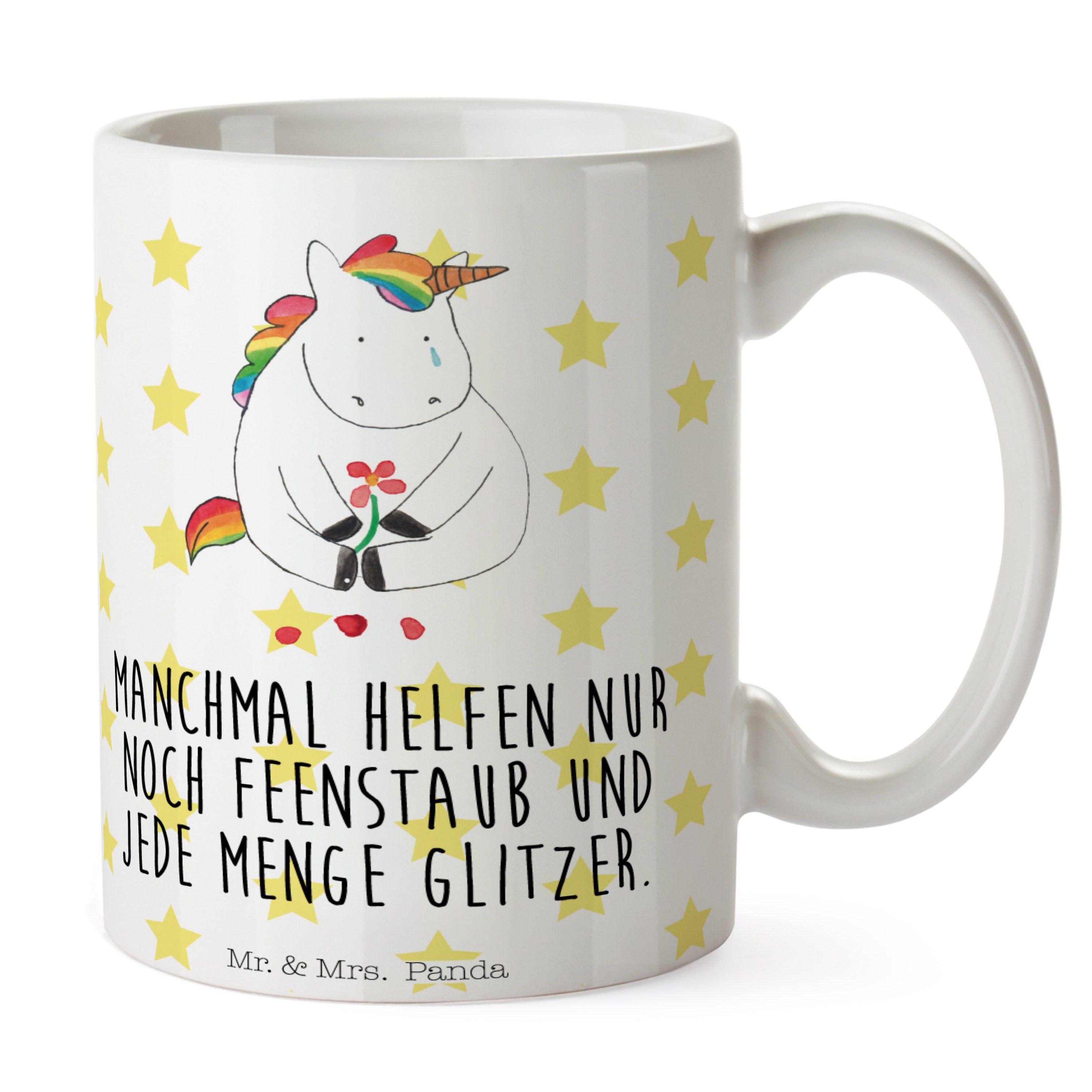 Mr. & Mrs. Panda Tasse Einhorn Traurig - Weiß - Geschenk, Blume, Geschenk Tasse, Büro Tasse, Keramik | Tassen