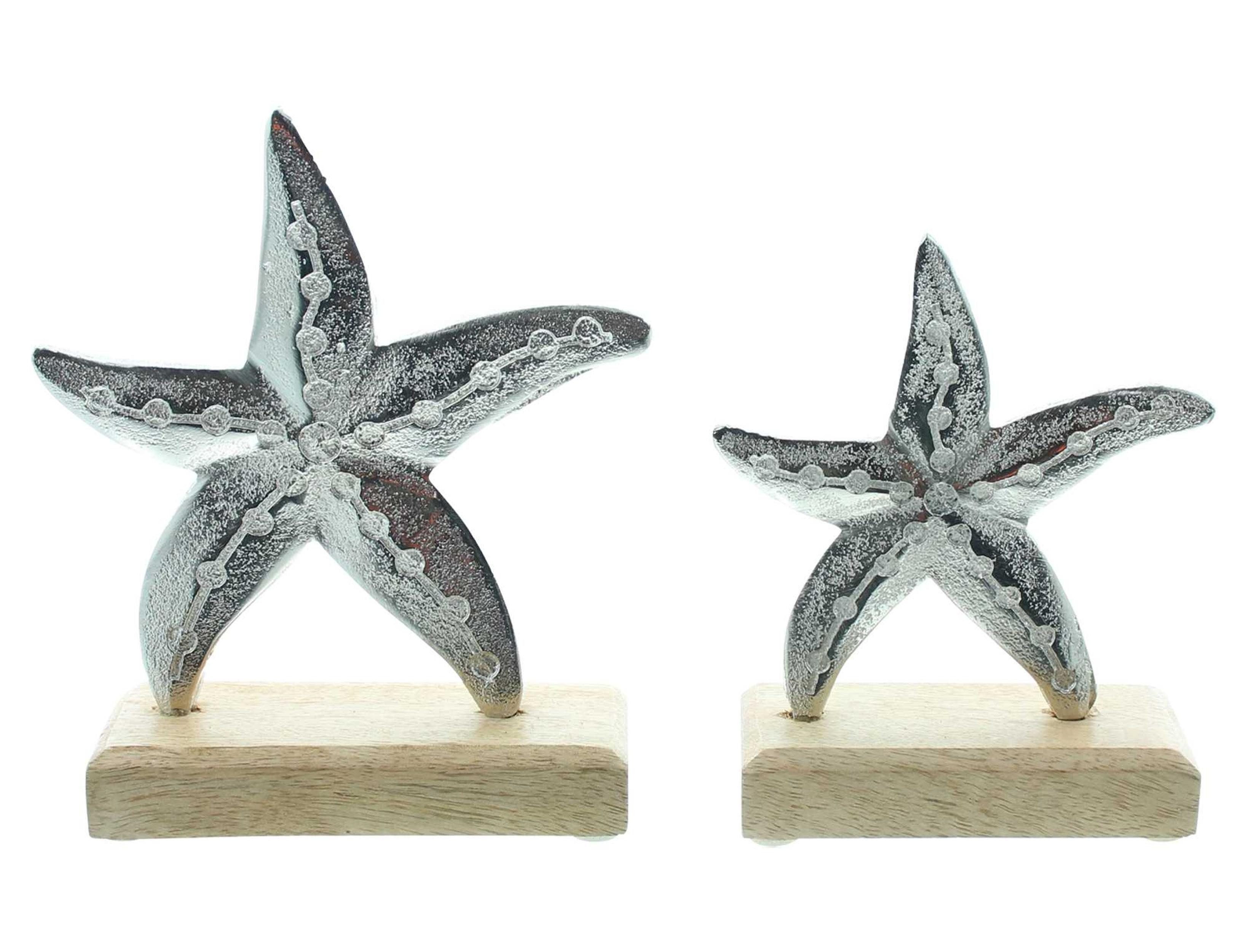 Dekofigur 2x Dekofigur Seestern Aluminium Antik Design – Tischdeko maritim